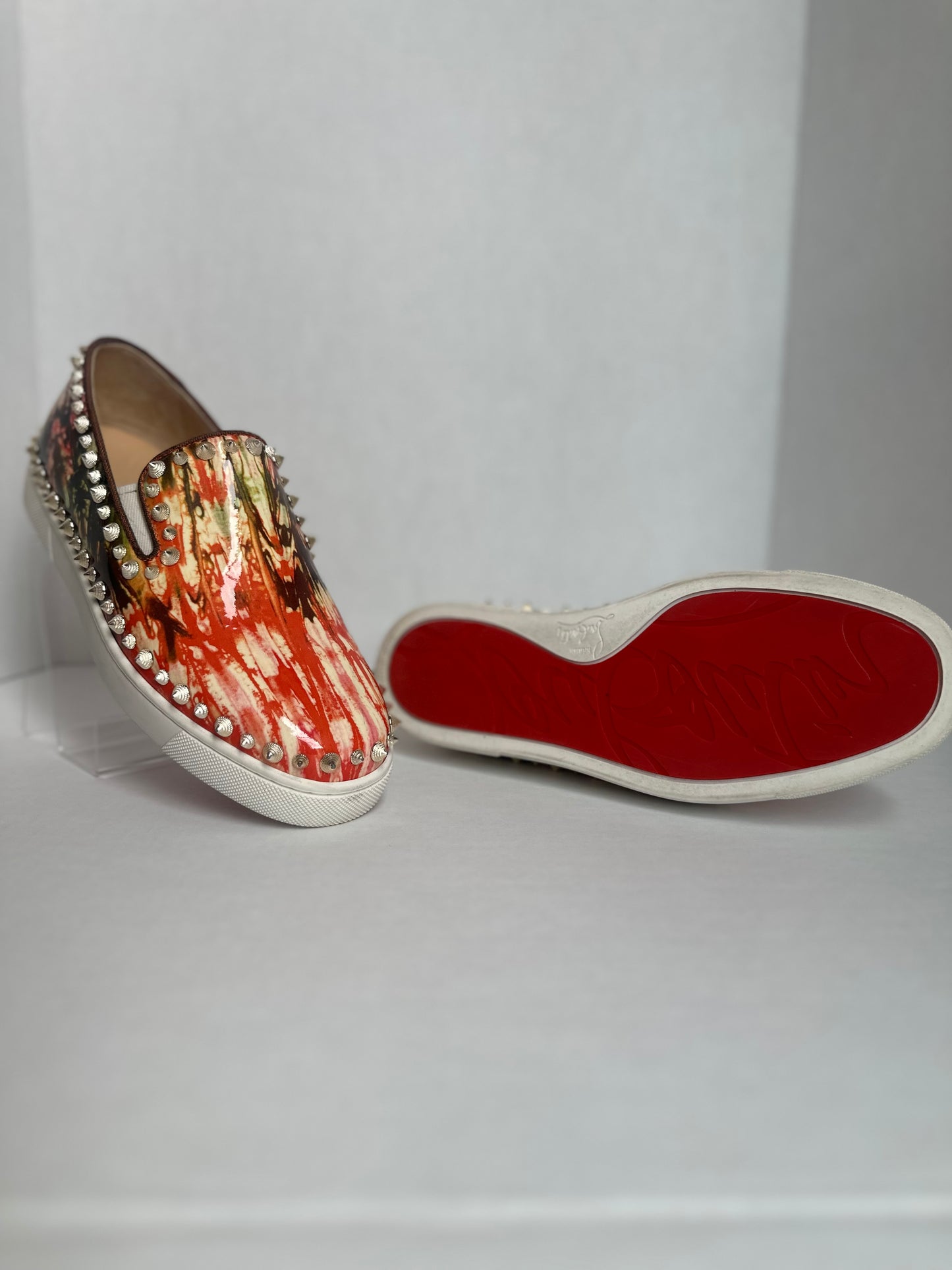 Available Christian Louboutin PIK Boat Flat Bazin Sneaker Spike