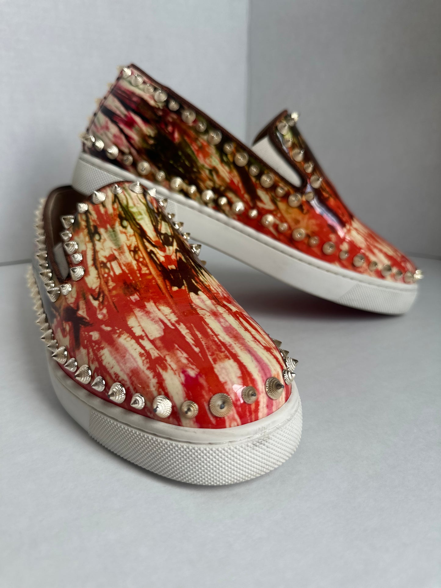 Available Christian Louboutin PIK Boat Flat Bazin Sneaker Spike