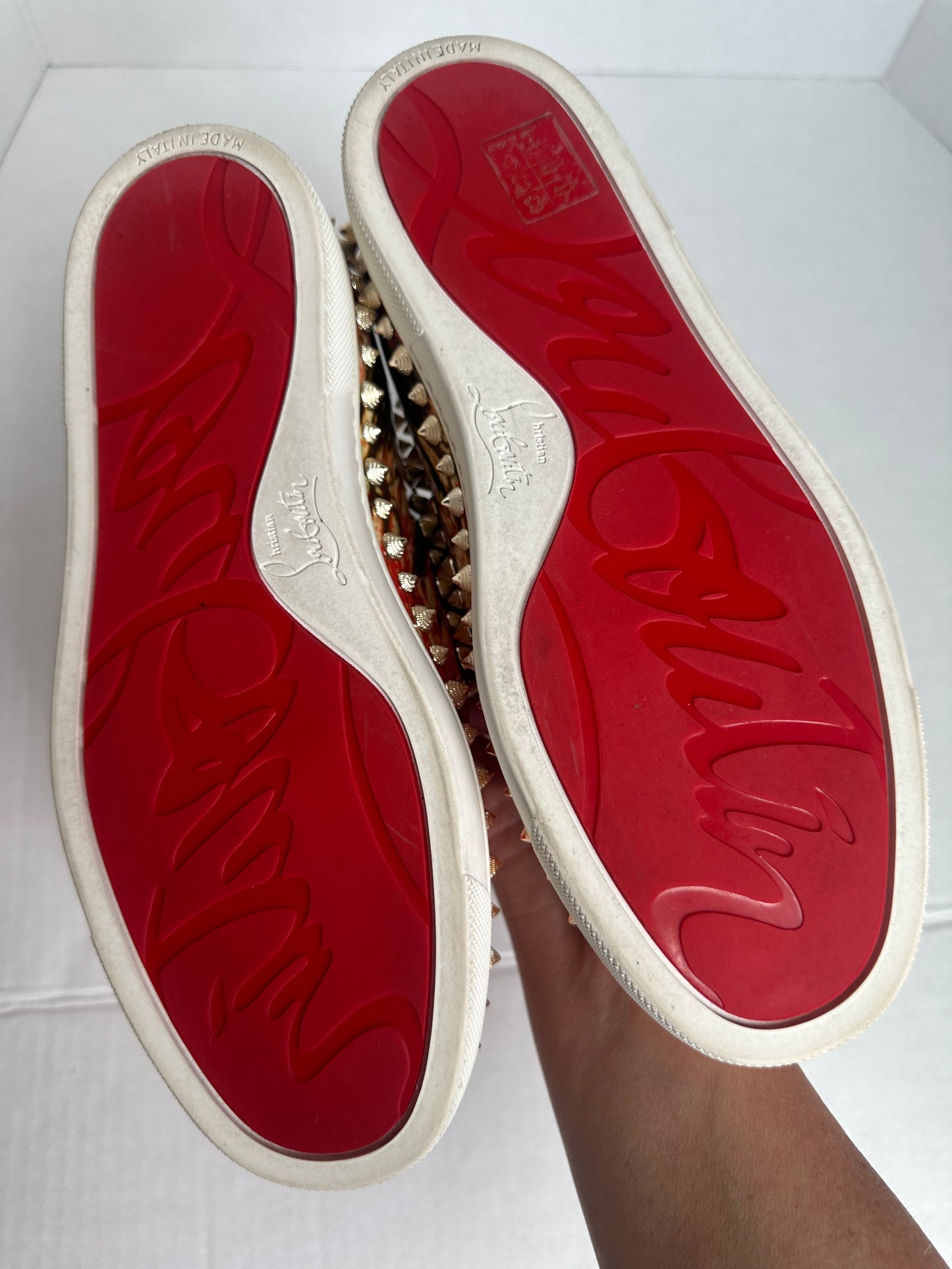 Available Christian Louboutin PIK Boat Flat Bazin Sneaker Spike