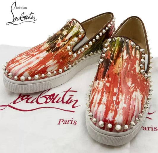 Available Christian Louboutin PIK Boat Flat Bazin Sneaker Spike