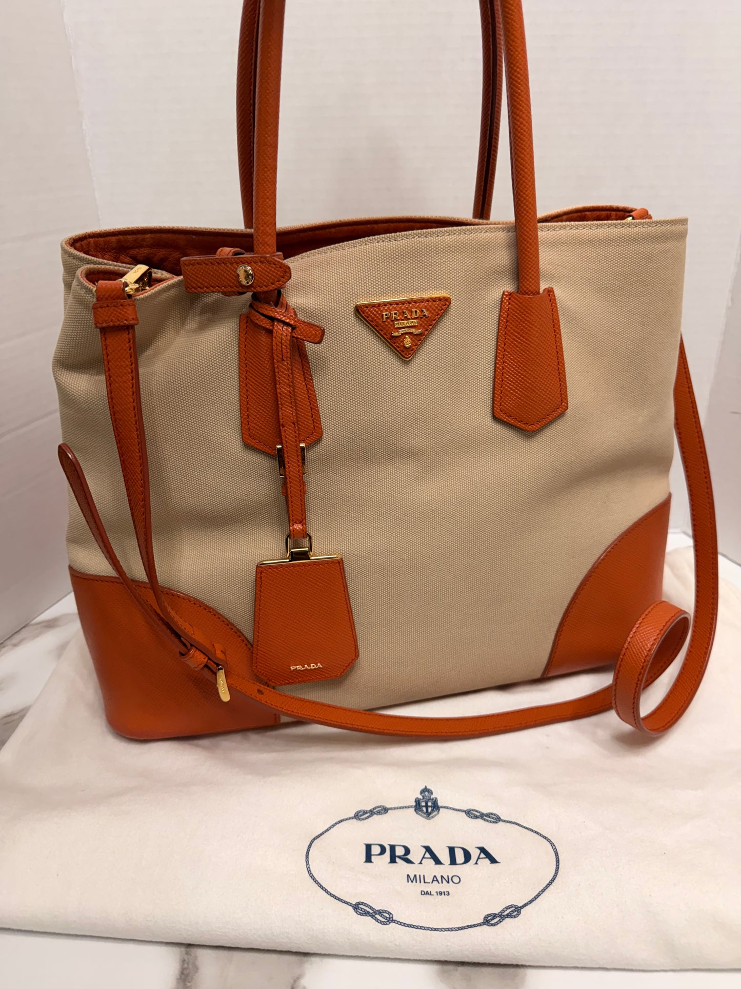 Available Prada Cuir Double Tote
