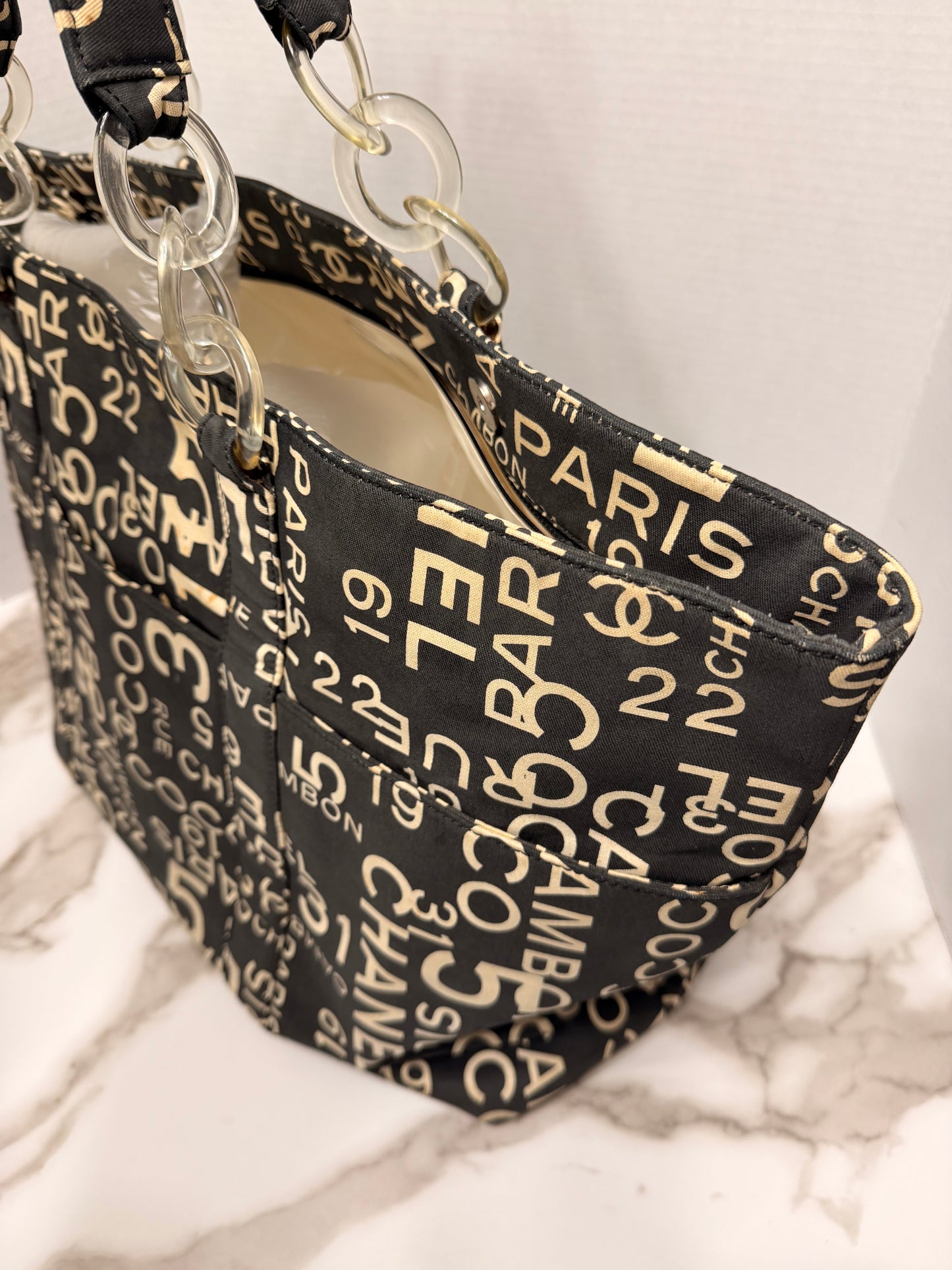Available Chanel Bysy Line Tote Bag Canvas Black CC XL tote