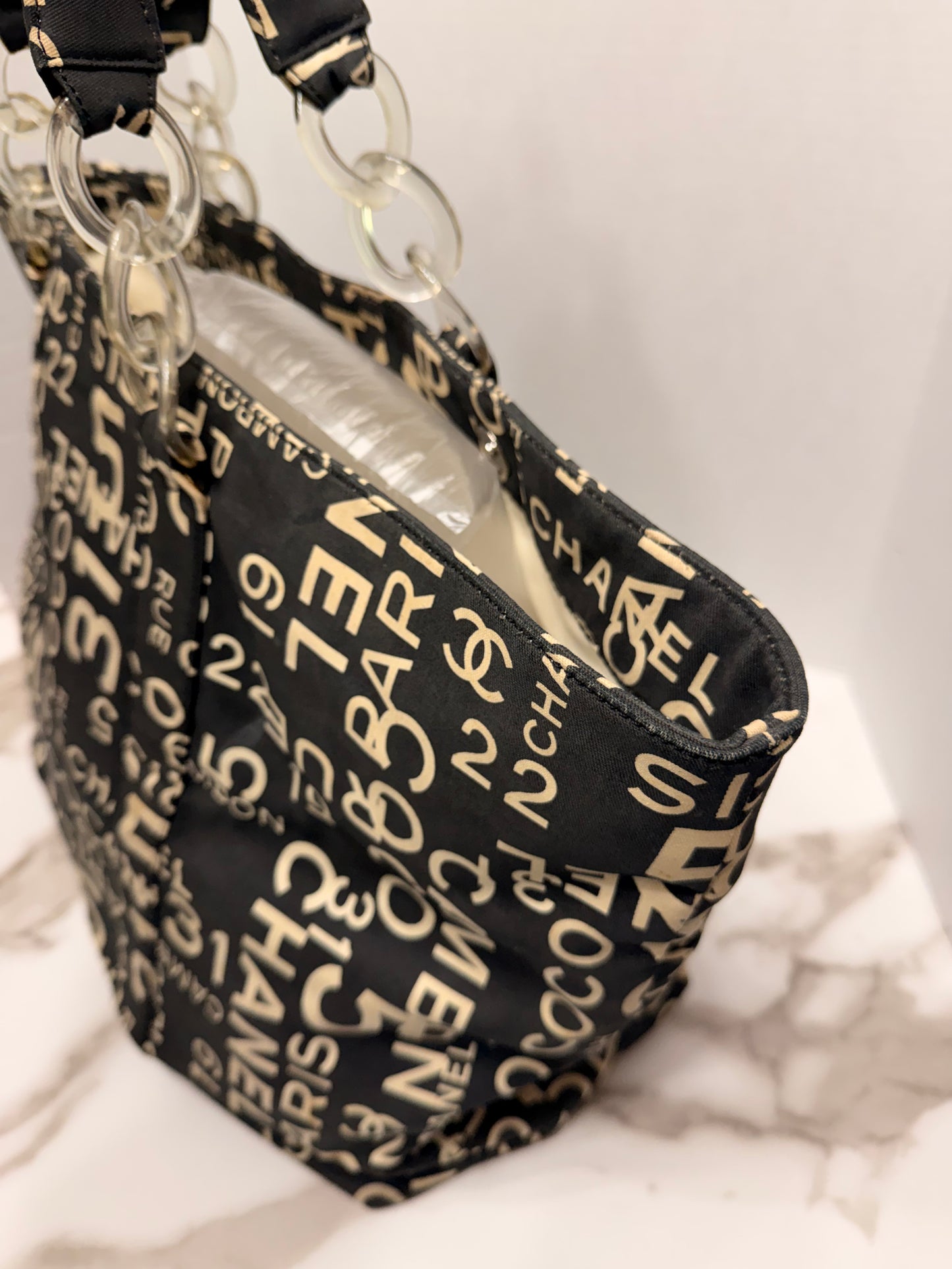 Available Chanel Bysy Line Tote Bag Canvas Black CC XL tote