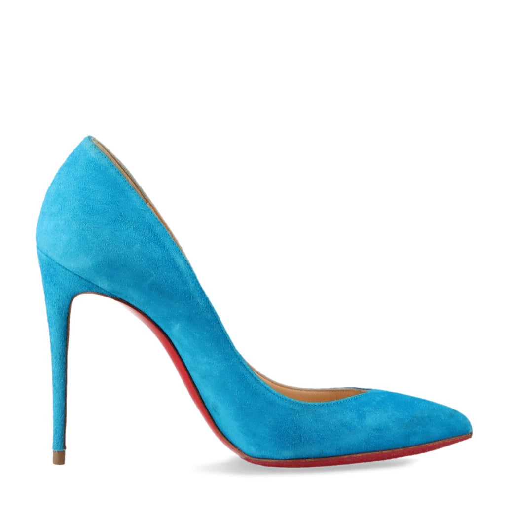 Christian Louboutin Blue Suede Pointed Toe Dorsay Pumps