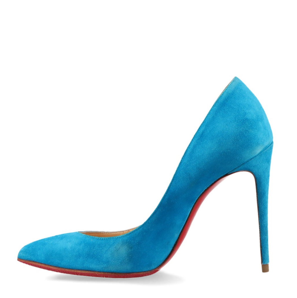 Christian Louboutin Blue Suede Pointed Toe Dorsay Pumps