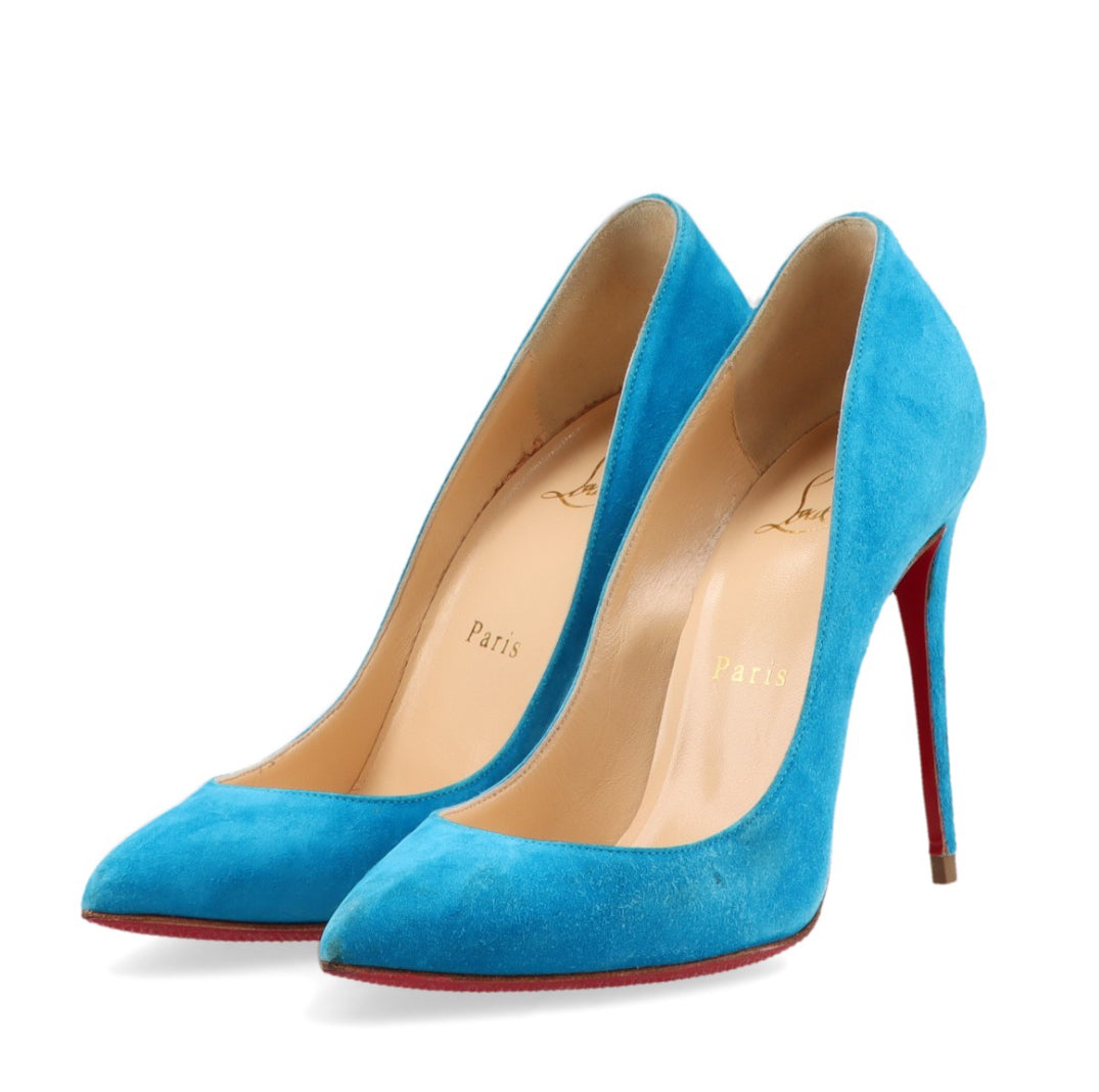 Christian Louboutin Blue Suede Pointed Toe Dorsay Pumps