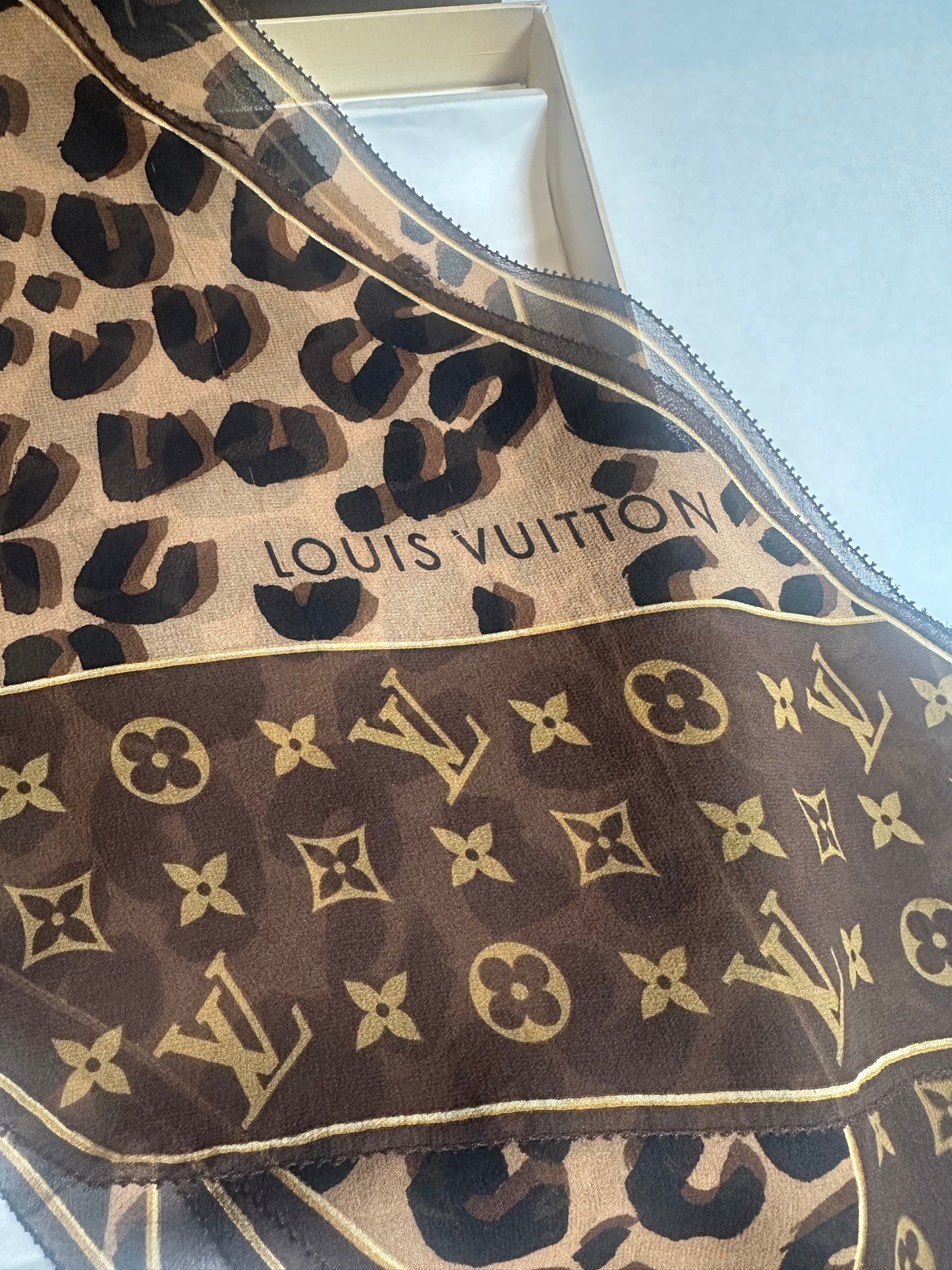 Louis Vuitton Pre-Owned Monogram Leopard silk scarf