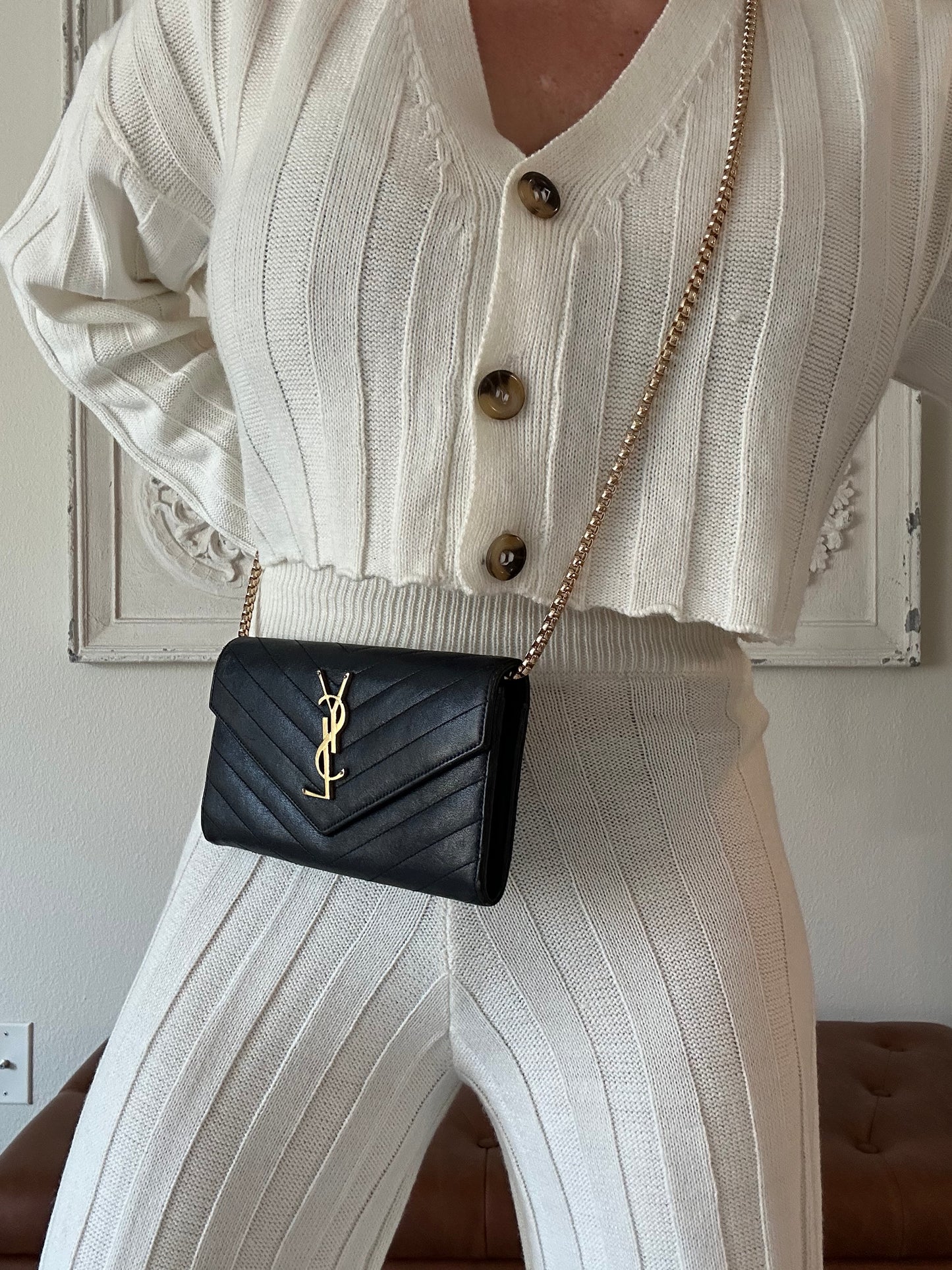 Yves Saint Laurent smooth Chevron Quilt Leather