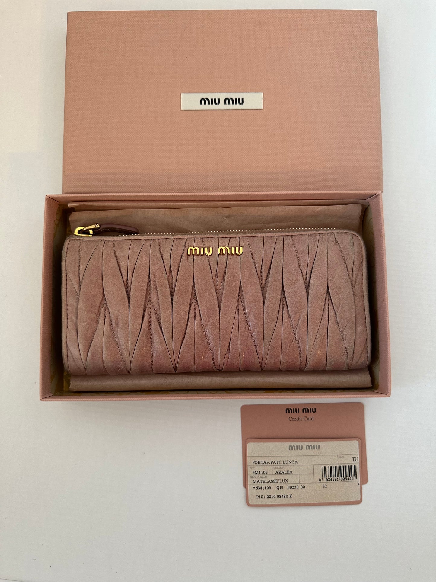 Miu Miu woven leather zippy wallet- AZALEA pink