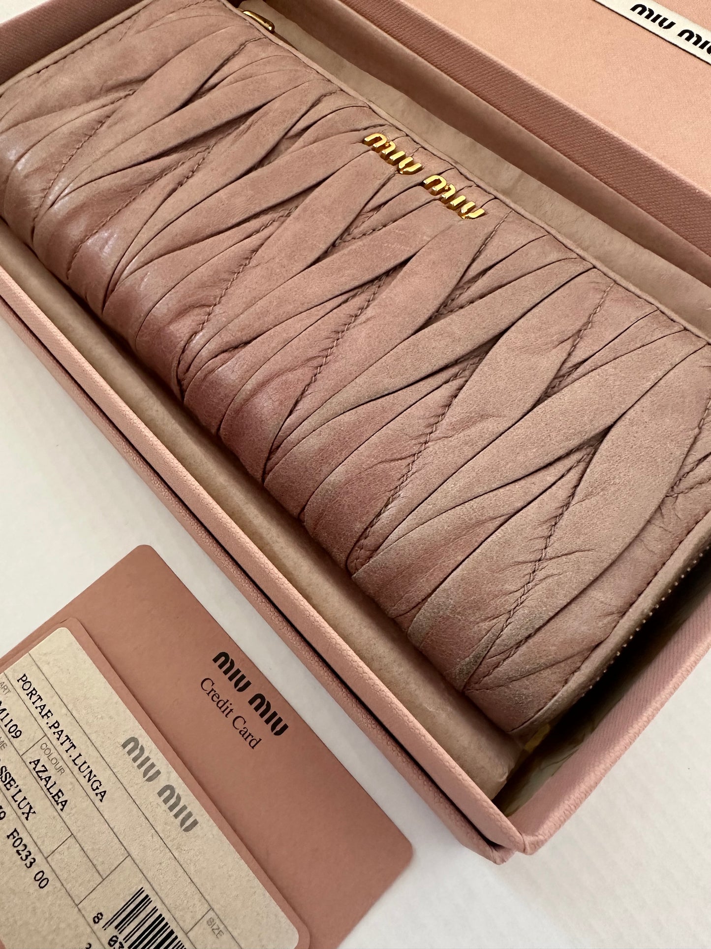 Miu Miu woven leather zippy wallet- AZALEA pink