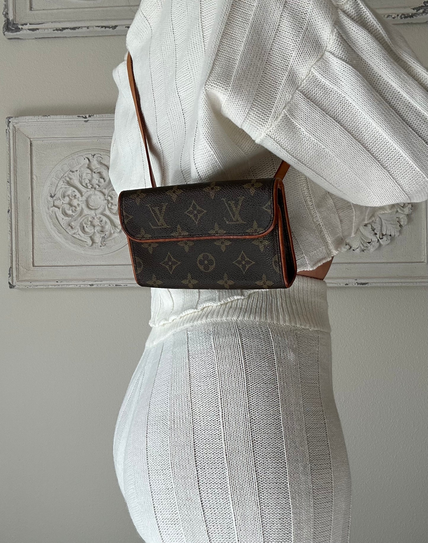 Louis Vuitton Monogram Pochette Florentine belt Bum Bag #XS