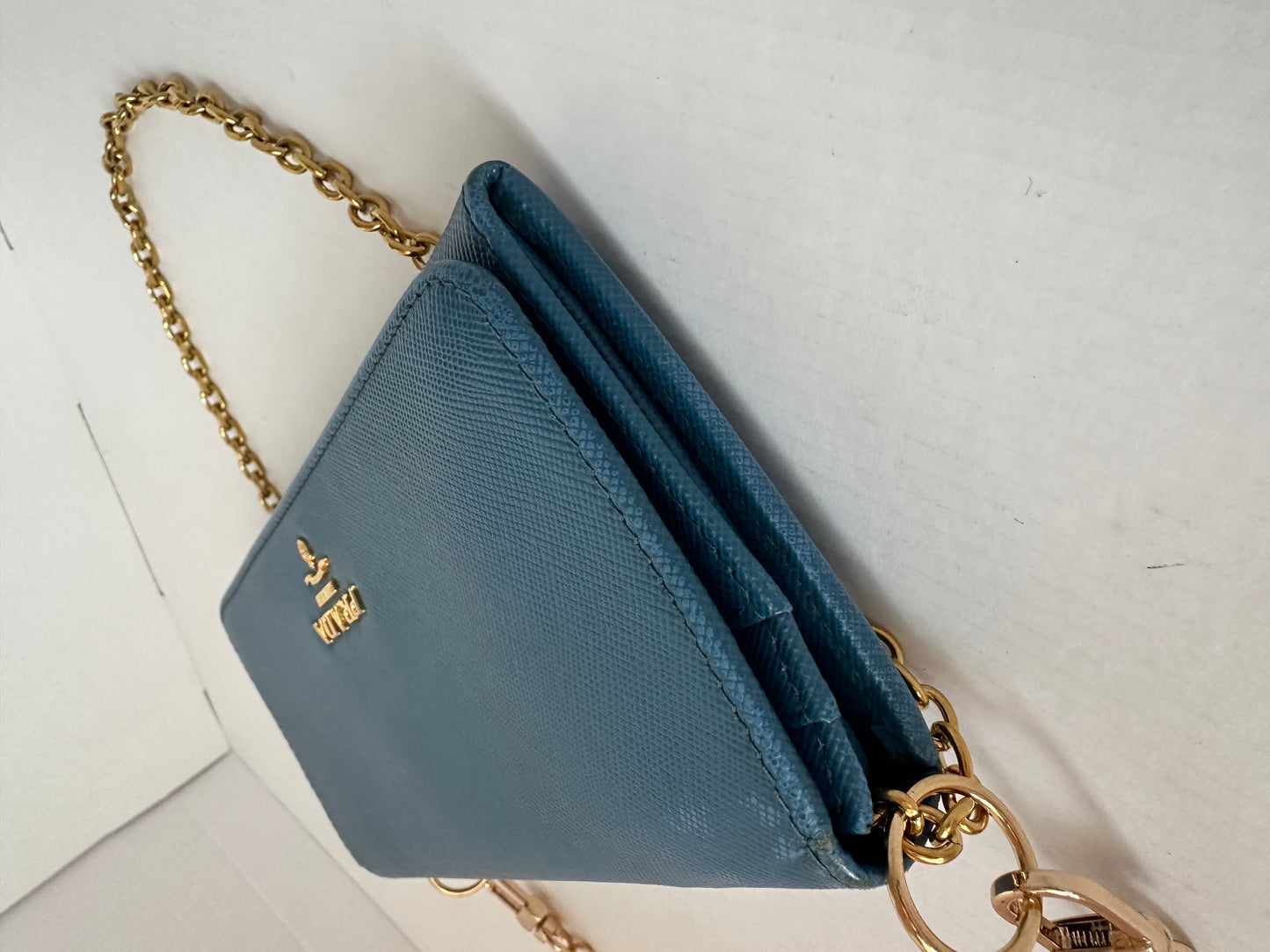 Prada Saffiano Leather Long Wallet blue