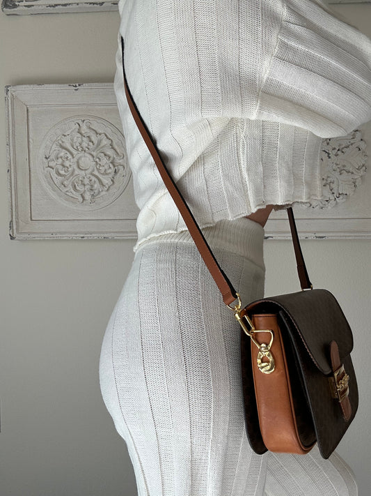 CELINE Macadam Canvas Shoulder Bag