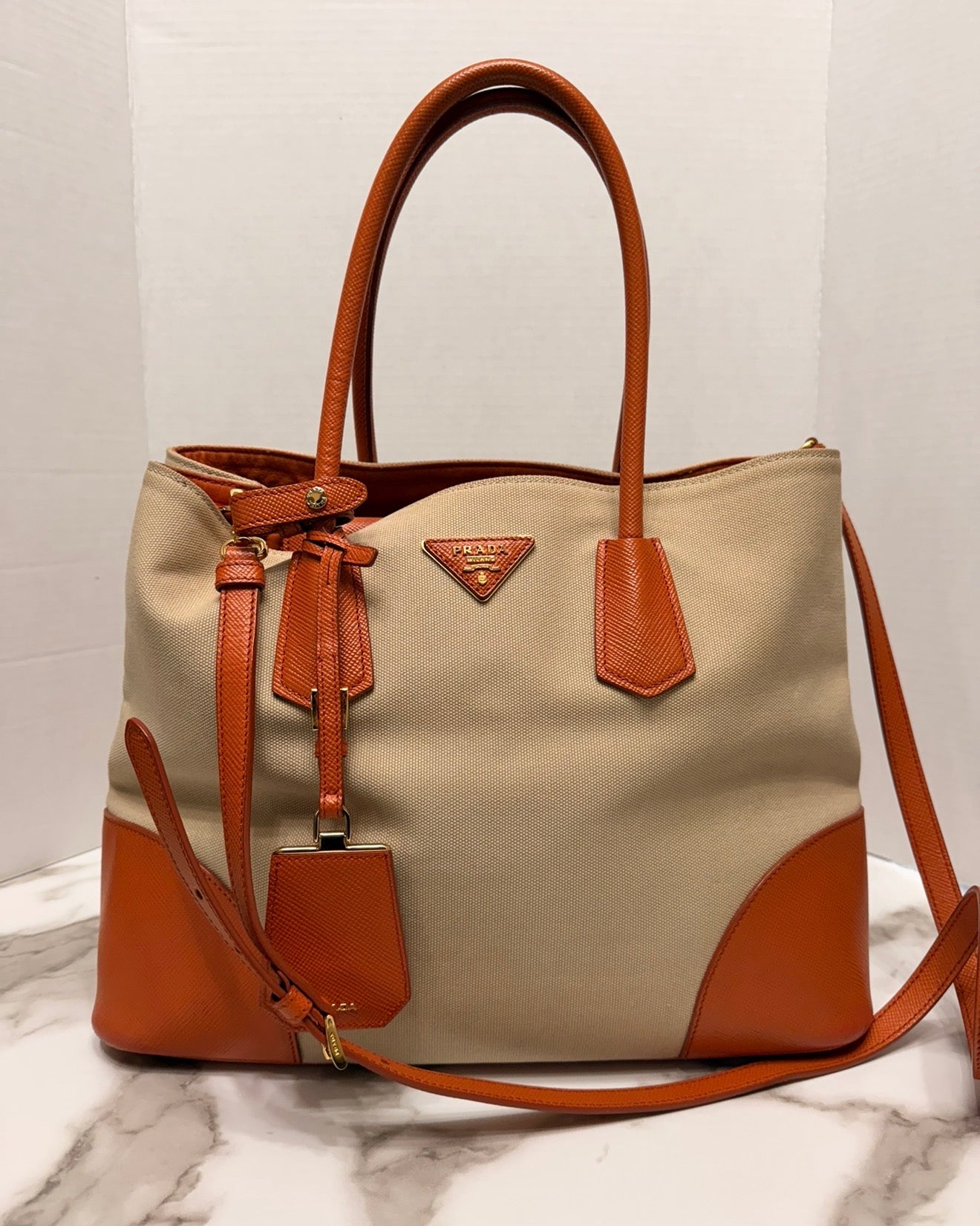 Available Prada Cuir Double Tote