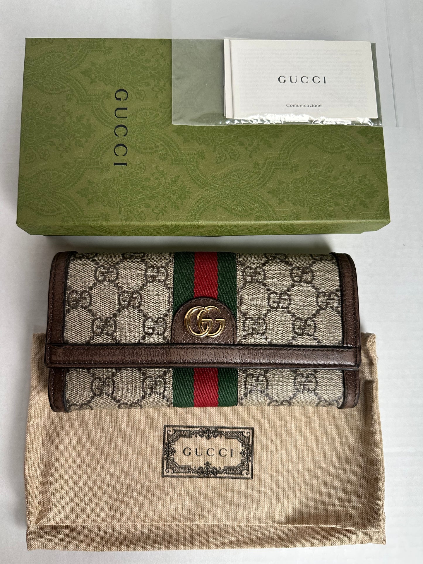 Available Gucci GG Supreme Monogram Web Ophidia Continental