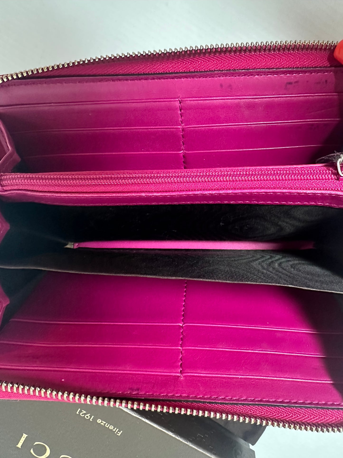 Gucci Fuchsia Patent Guccissima Buckle Wallet