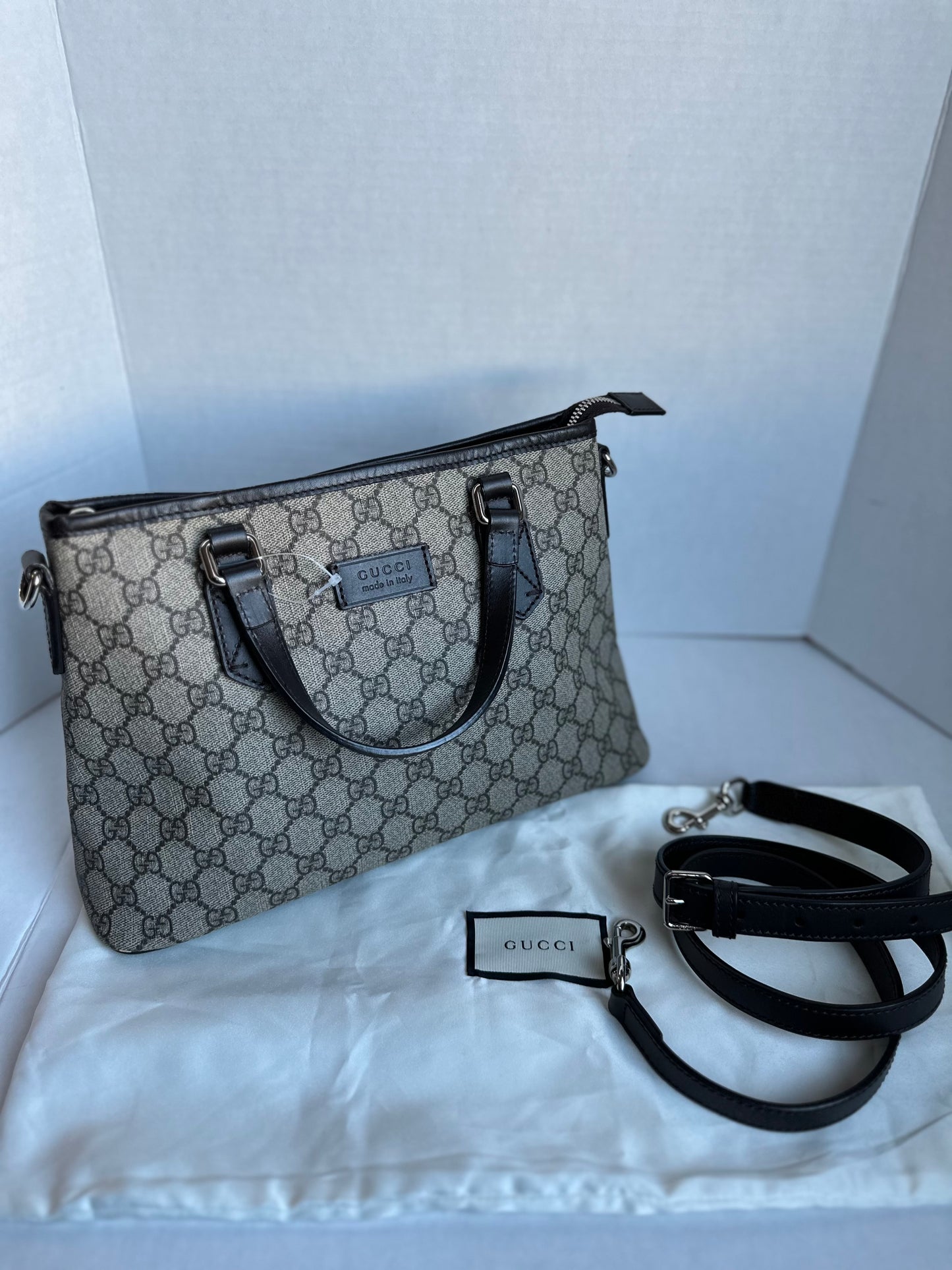 Gucci Beige GG Supreme Convertible Small Tote