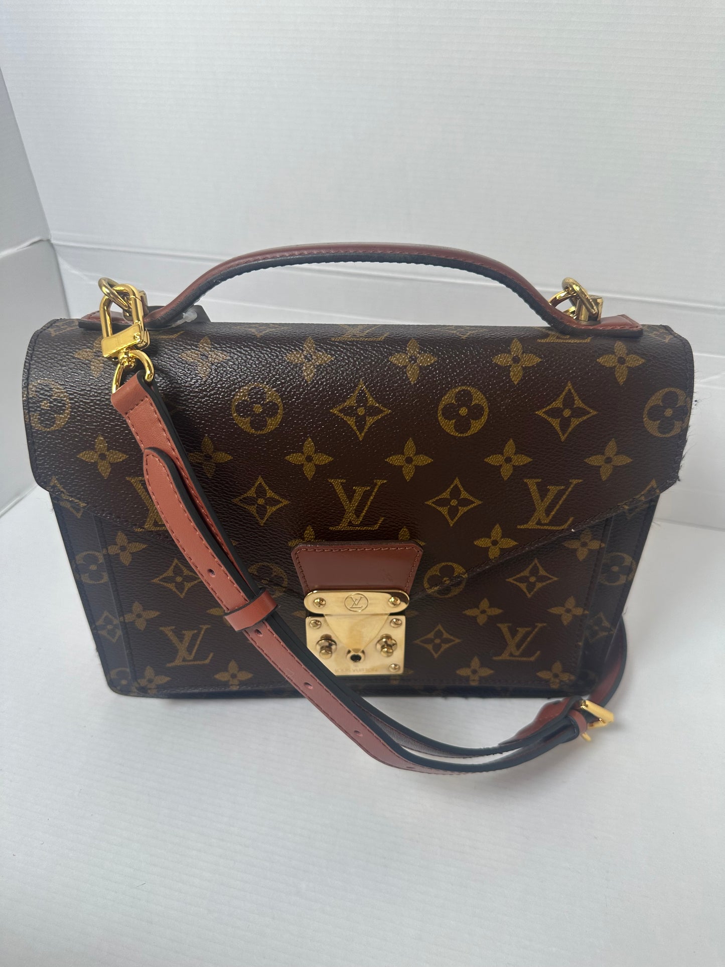 Louis Vuitton monogram monceau 28 two way crossbody top handle purse