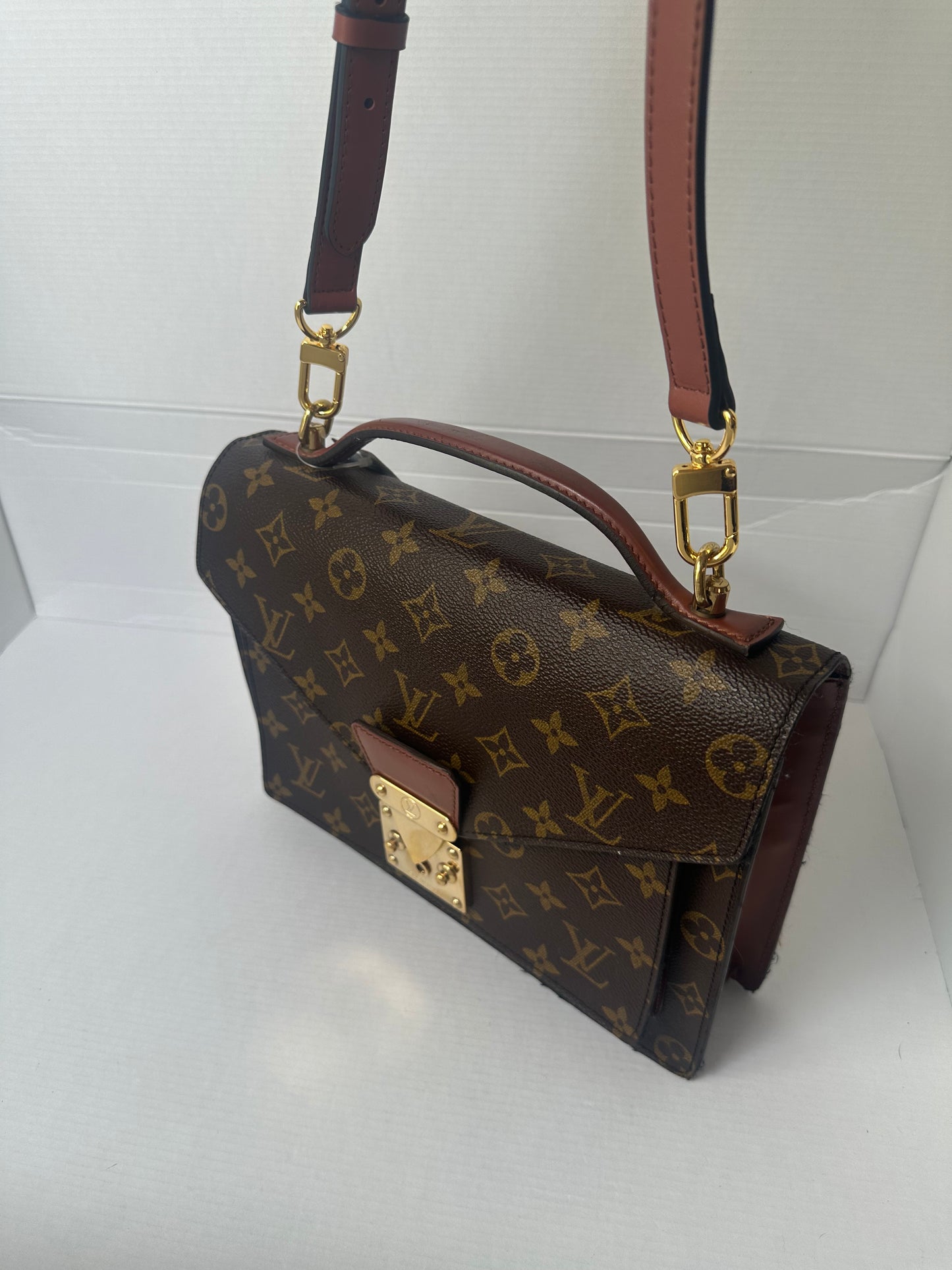 Louis Vuitton monogram monceau 28 two way crossbody top handle purse