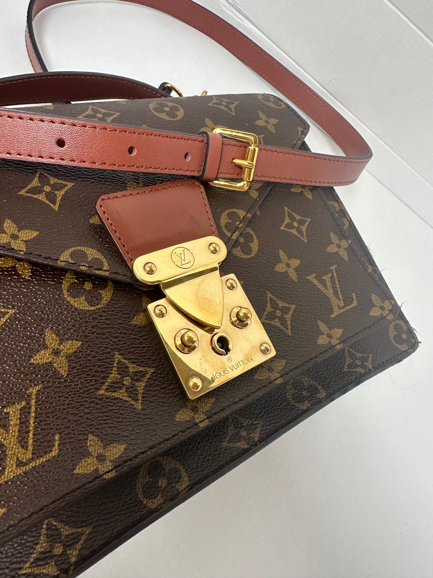 Louis Vuitton monogram monceau 28 two way crossbody top handle purse