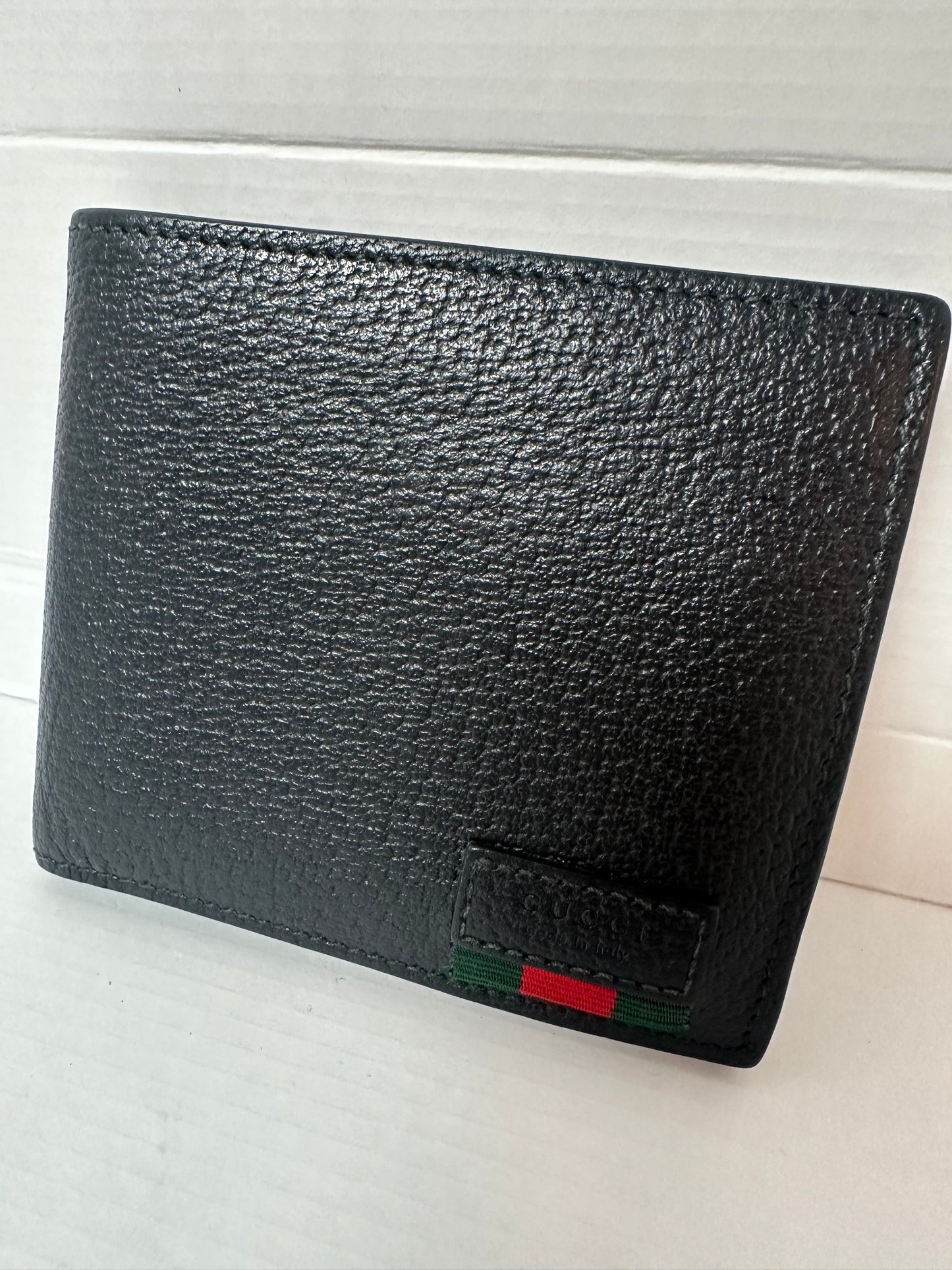 Gucci men's leather wallet with web