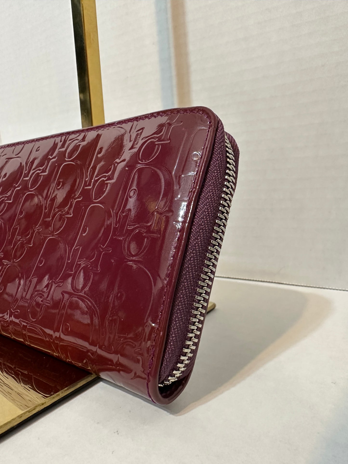 Available Christian Dior Patent Trotter Long Zip Wallet