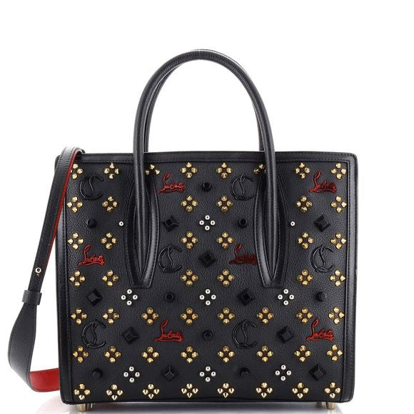 Christian Louboutin Paloma Tote Embellished Leather Medium Black