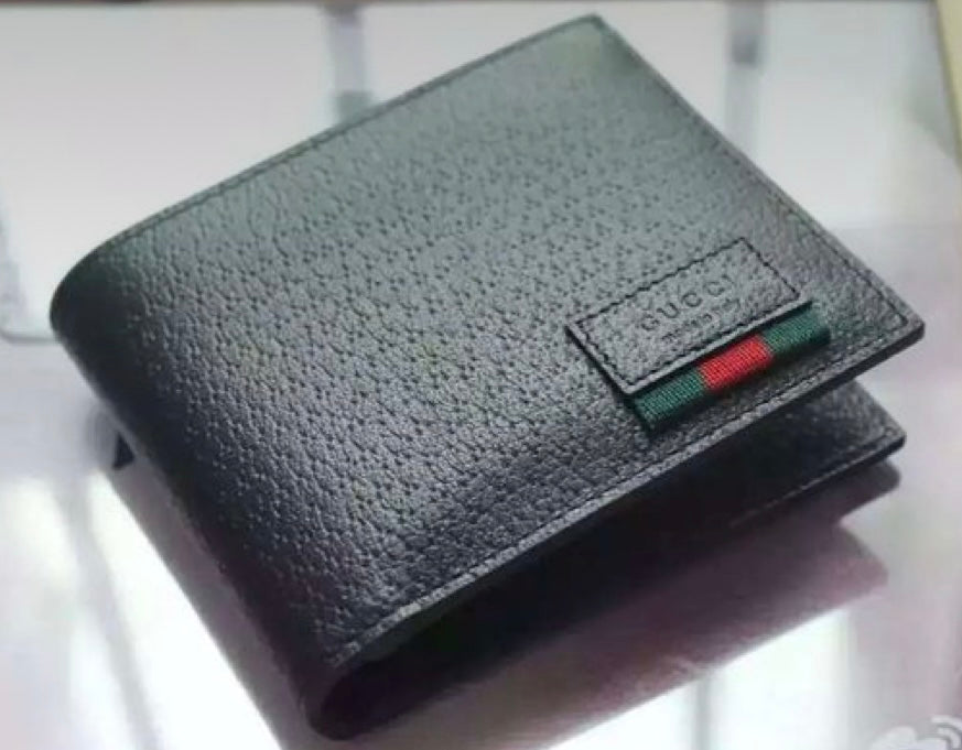 Gucci men's leather wallet with web