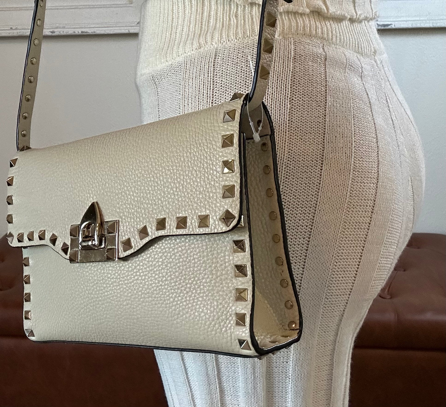 Valentino Rockstud Small Grainy Leather Crossbody