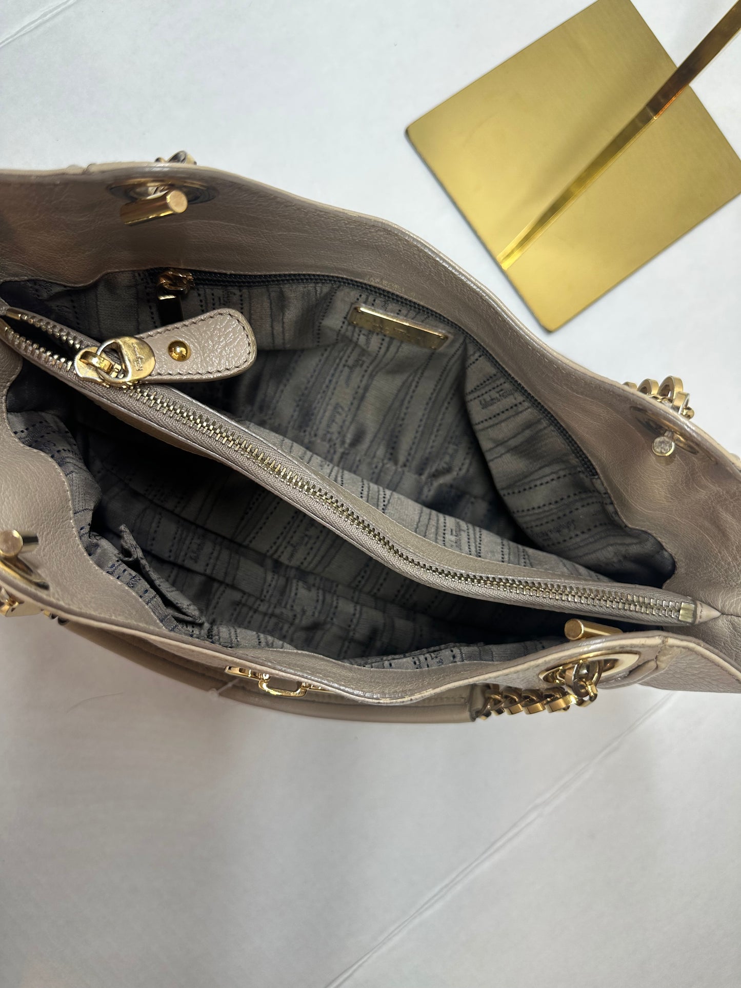 Ferragamo Betulla Chain Tote Leather Small