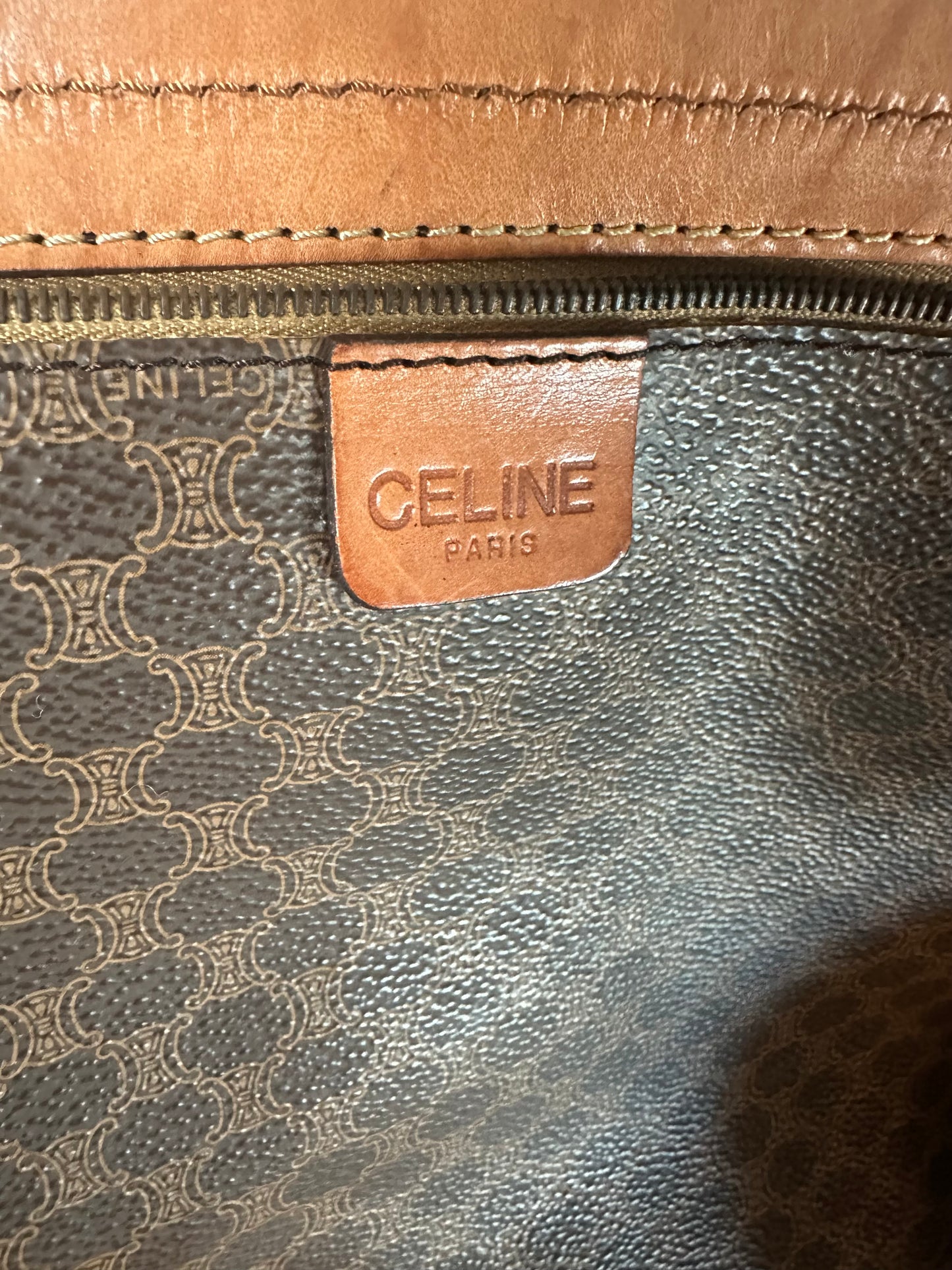 Celine Vintage Large Duffle Bag with strap, lock and key