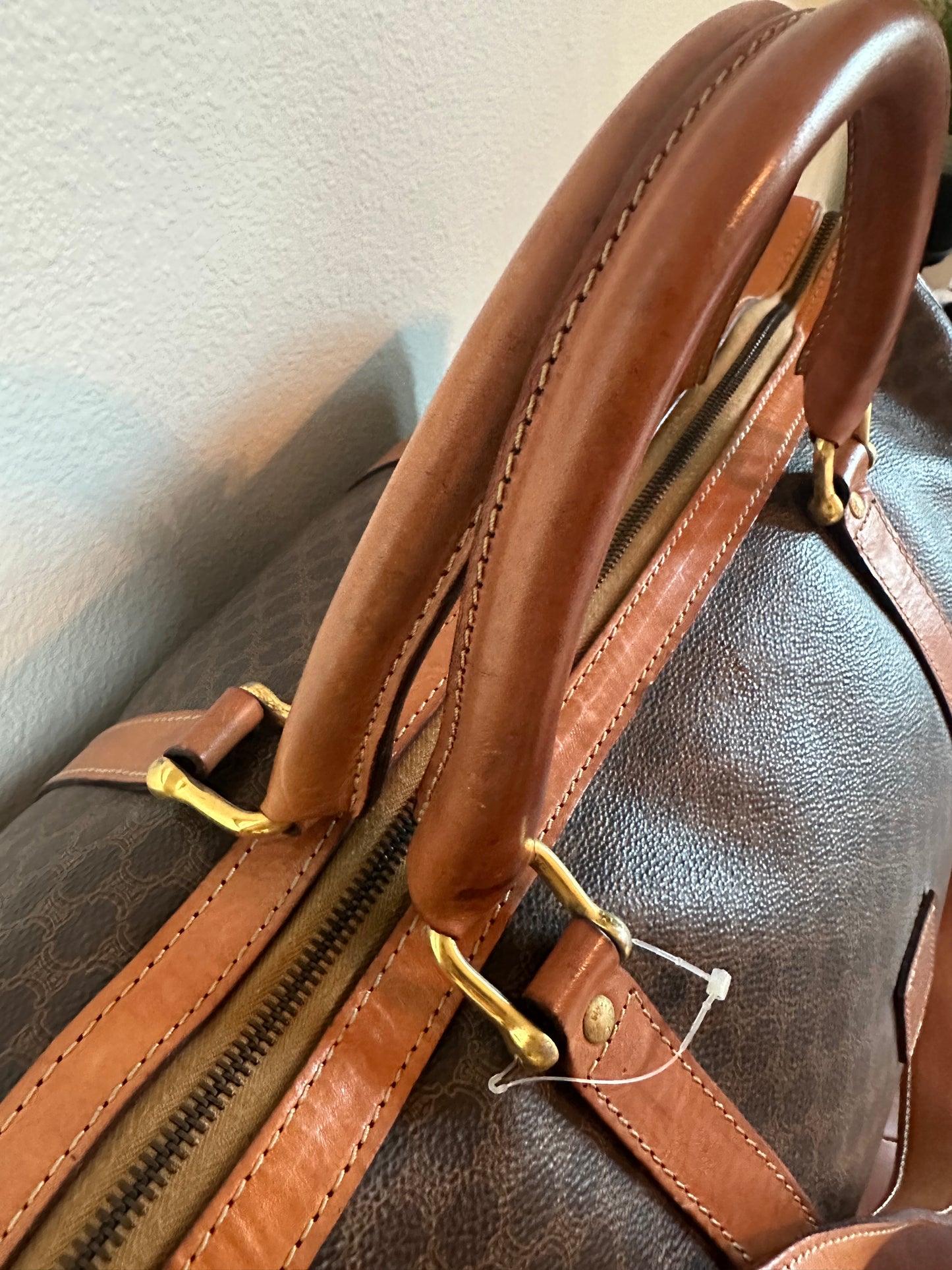 Celine Vintage Large Duffle Bag with strap, lock and key