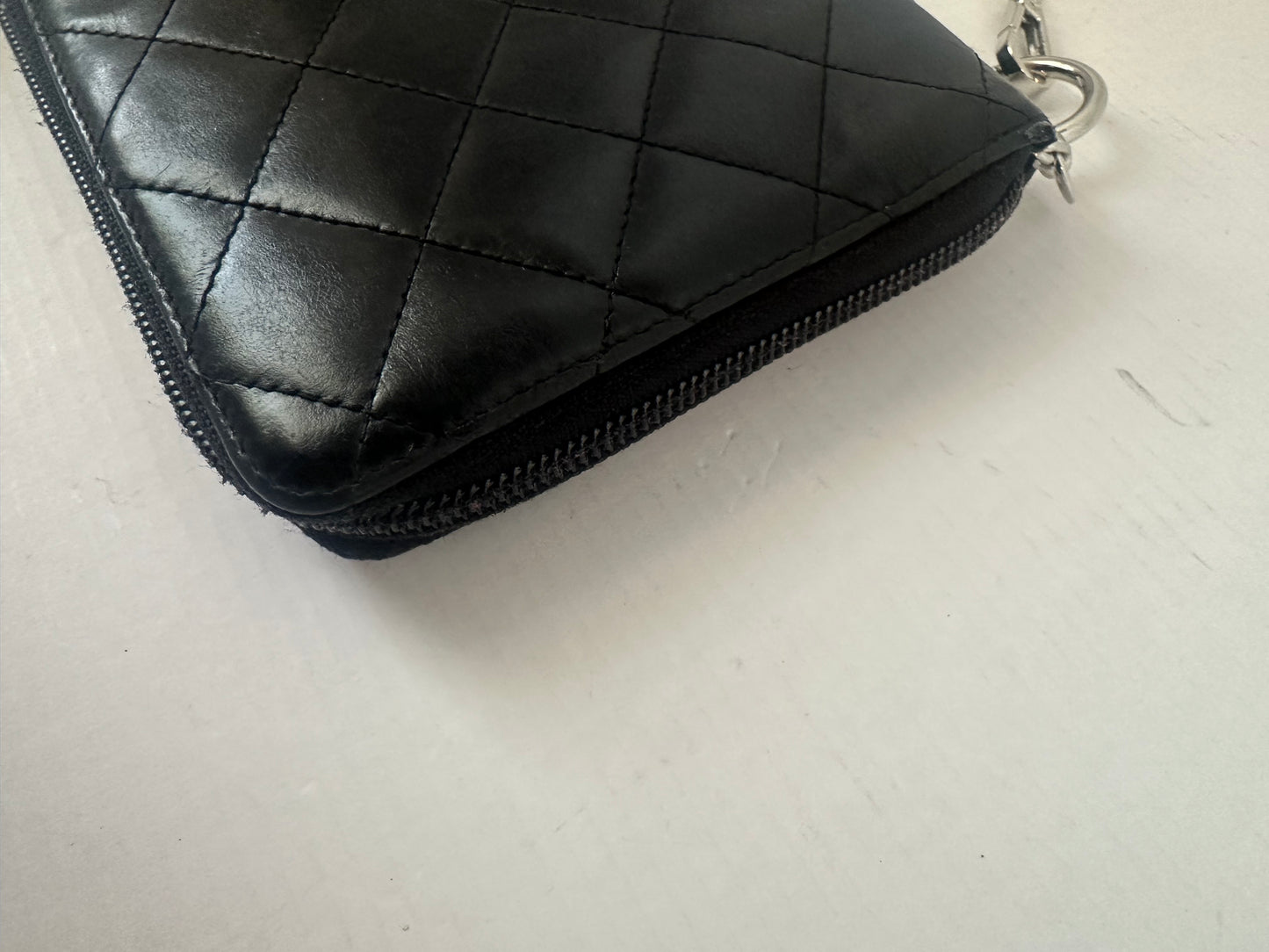 Available Chanel Cambon Line Leather Bi-fold large Long Wallet Black