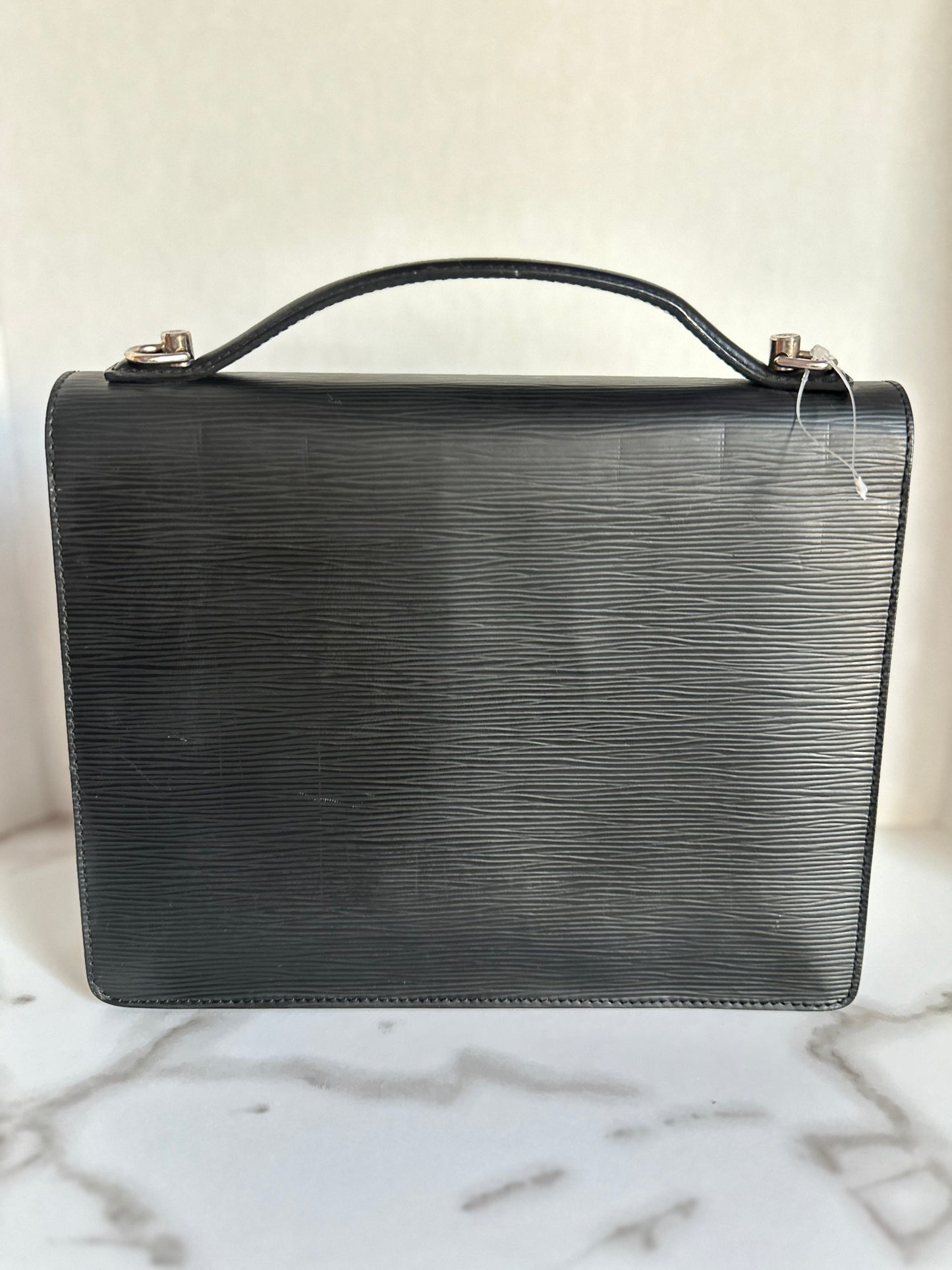 Available LOUIS VUITTON black Epi Monceau 28 Hand Bag 2way