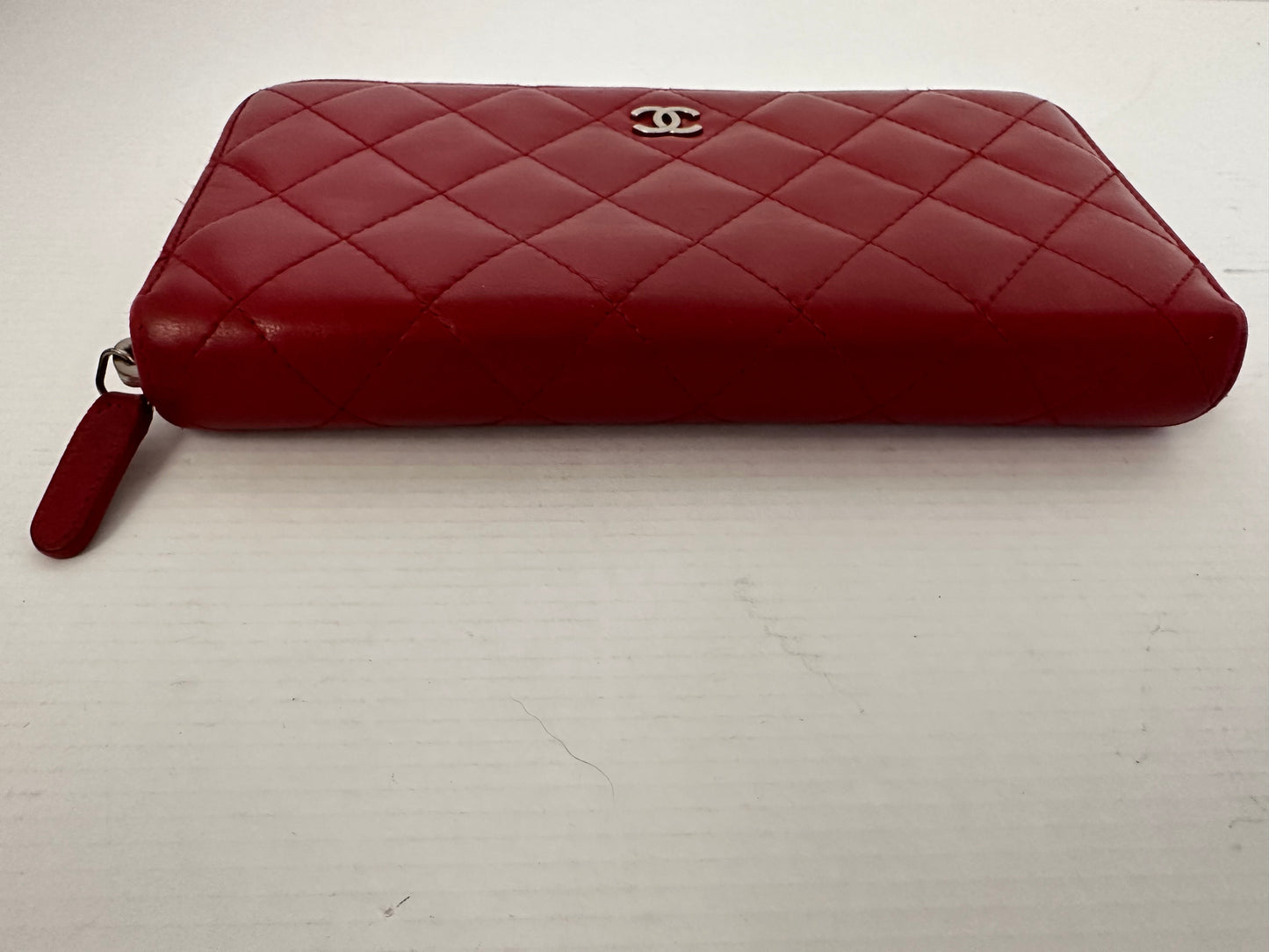 Chanel Quilted Lambskin Zip Around Wallet red WOC