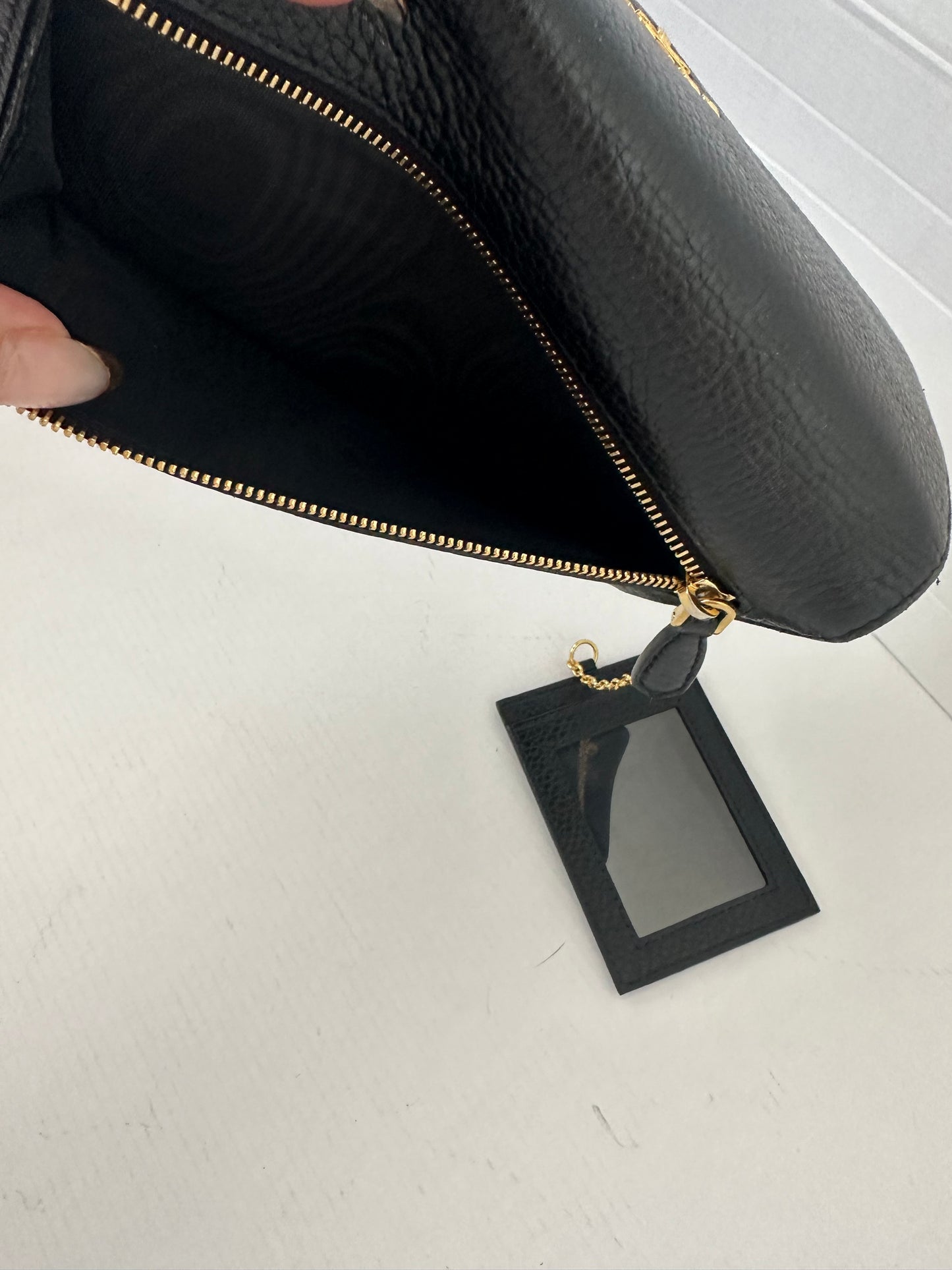 Prada Black Saffiano Lux Leather Flap Continental Wallet WOC