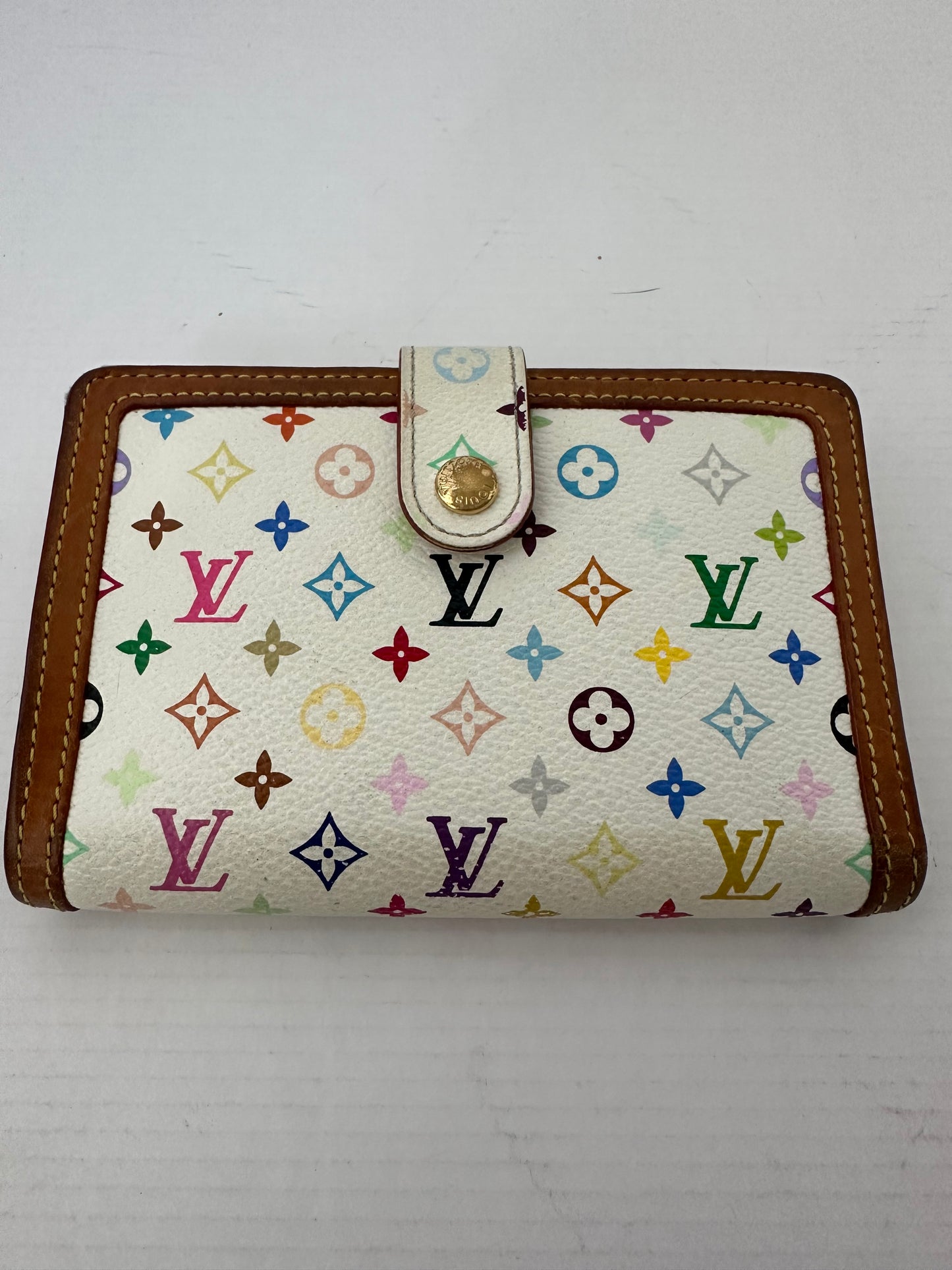 Louis Vuitton Takashi Murakami White Rainbow Monogram Wallet Special Edition with kisslock