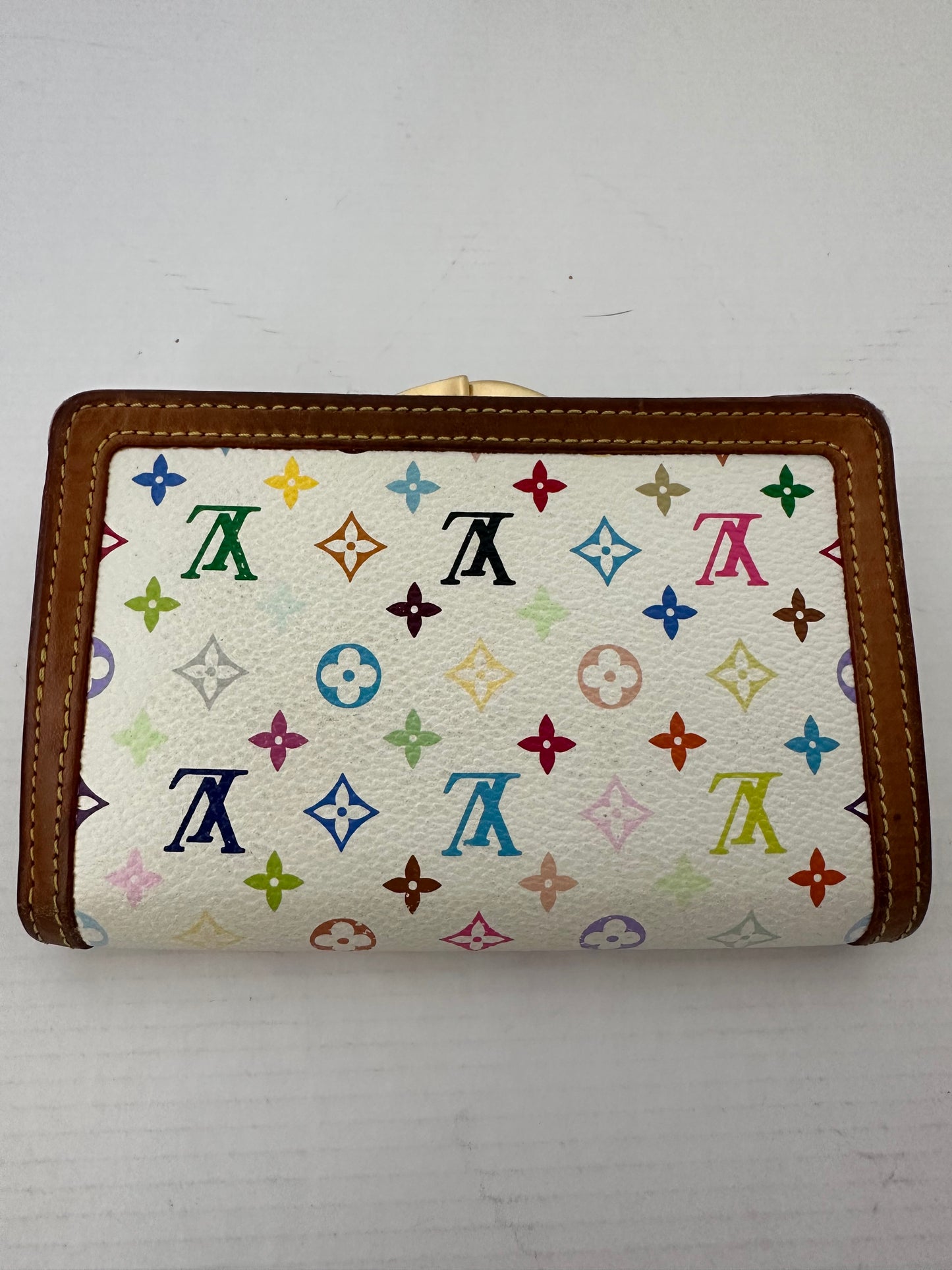 Louis Vuitton Takashi Murakami White Rainbow Monogram Wallet Special Edition with kisslock