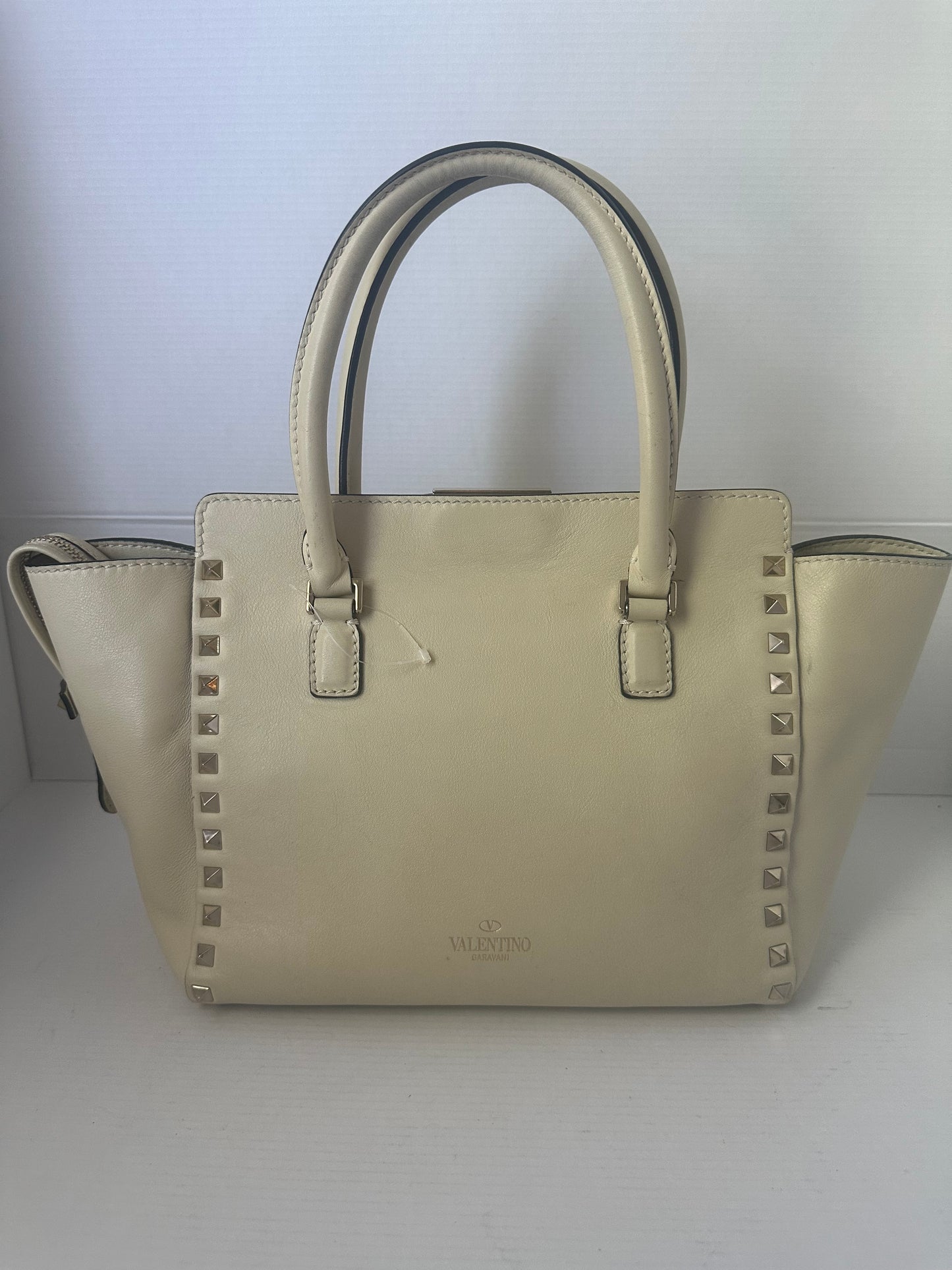 VALENTINO IVORY ROCKSTUD CROSSBODY SMALL TOTE BAG with strap