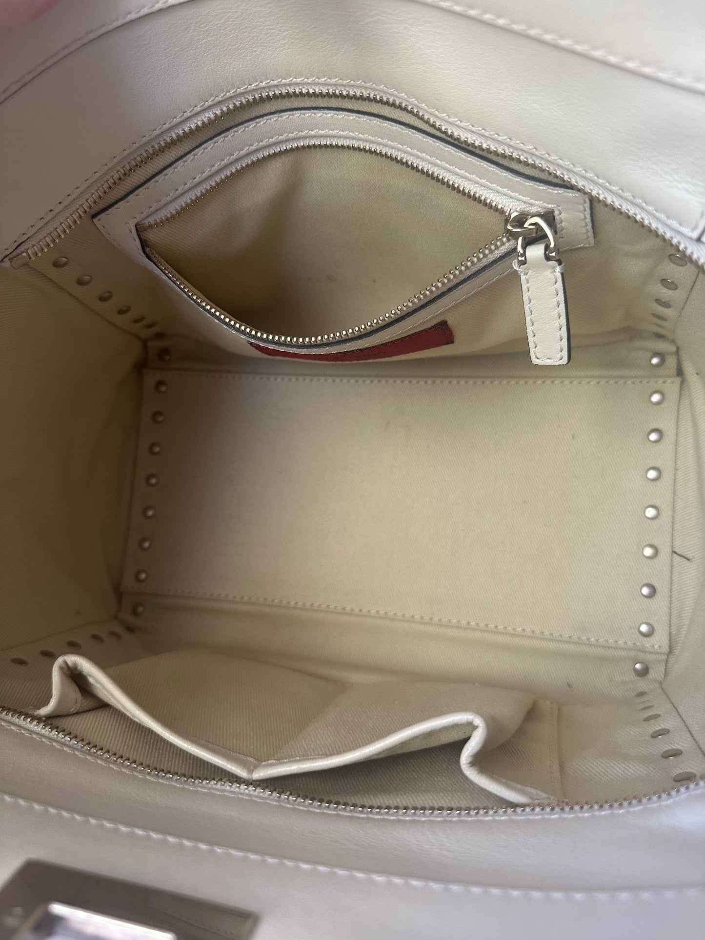 VALENTINO IVORY ROCKSTUD CROSSBODY SMALL TOTE BAG with strap