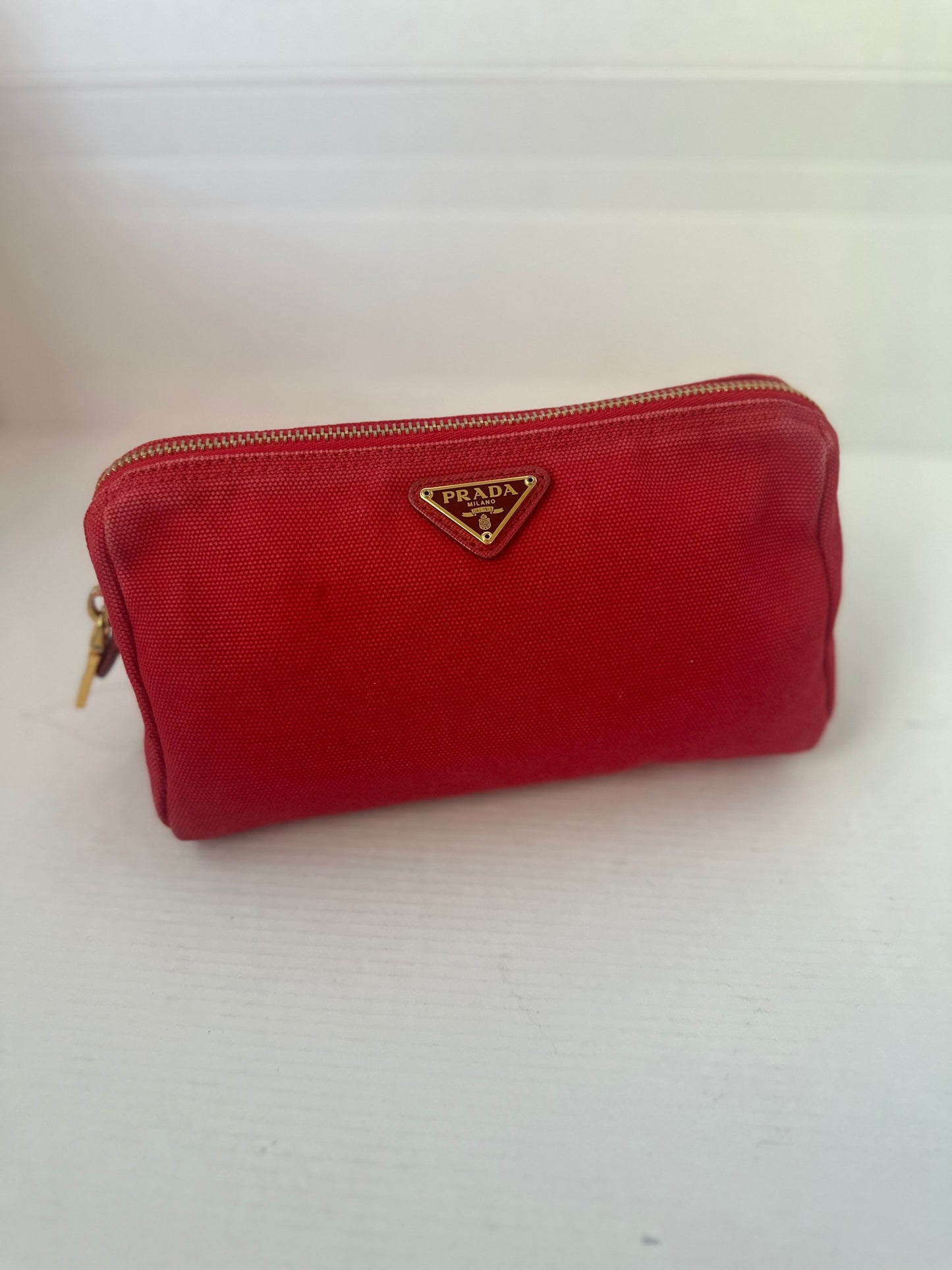 PRADA Pouch Canvas Red crossbody