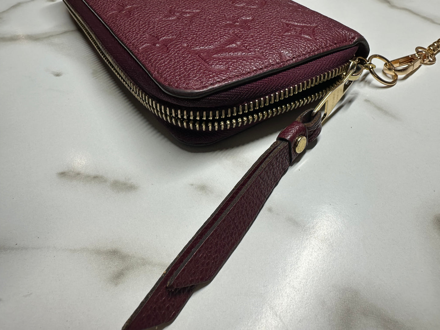 Available Louis Vuitton Empreinte Zippy Wallet in Aurore WOC crossbody