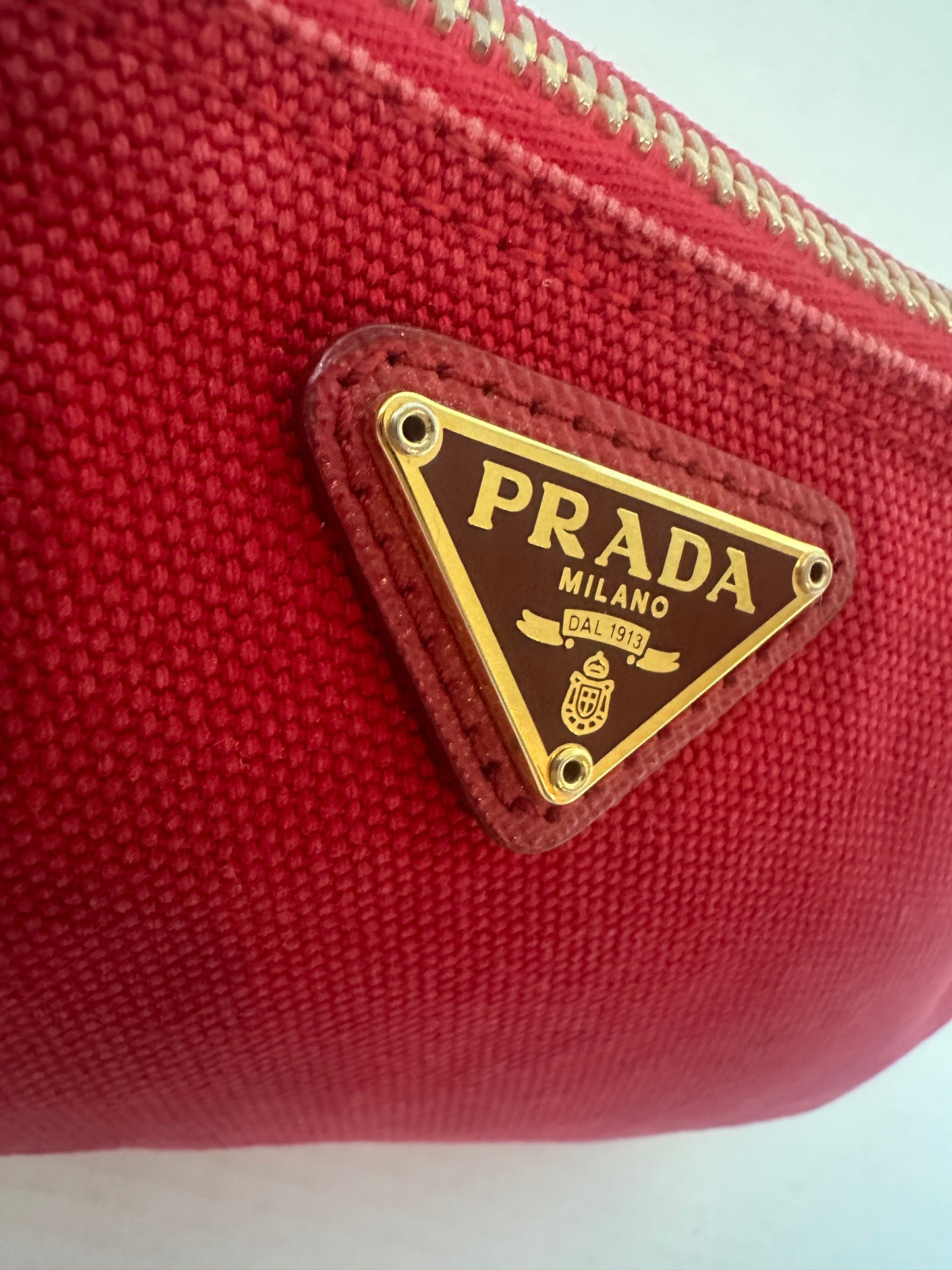 PRADA Pouch Canvas Red crossbody