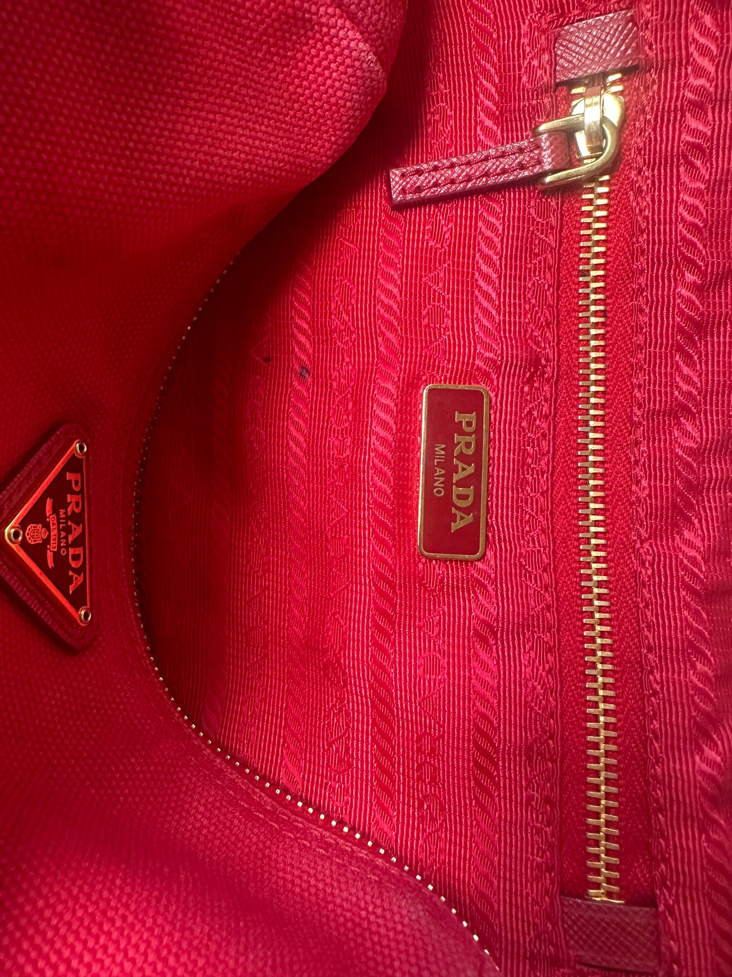 PRADA Pouch Canvas Red crossbody