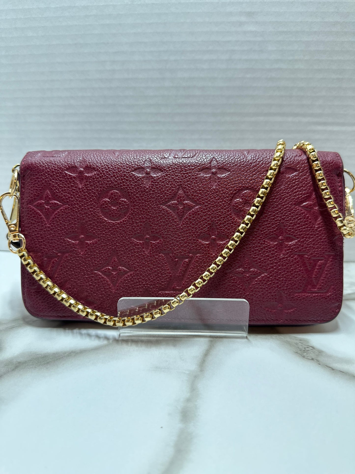 Available Louis Vuitton Empreinte Zippy Wallet in Aurore WOC crossbody