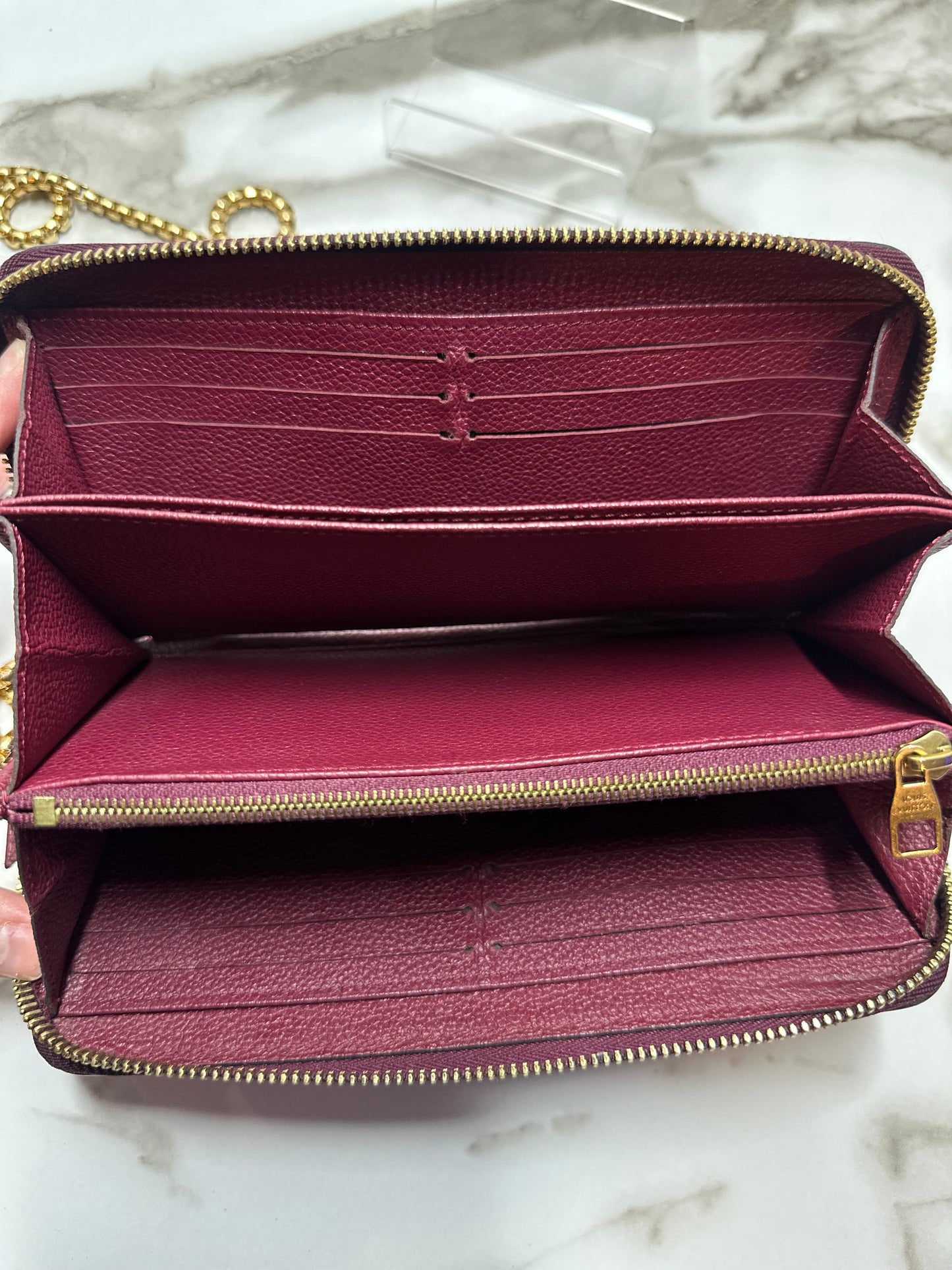 Available Louis Vuitton Empreinte Zippy Wallet in Aurore WOC crossbody