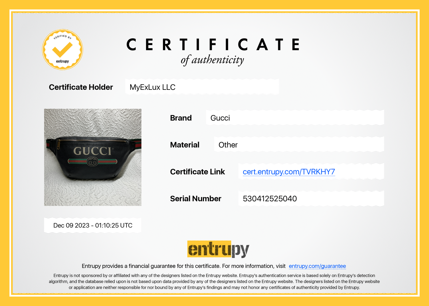 Gucci Black Pebbled Leather Logo Belt Bag