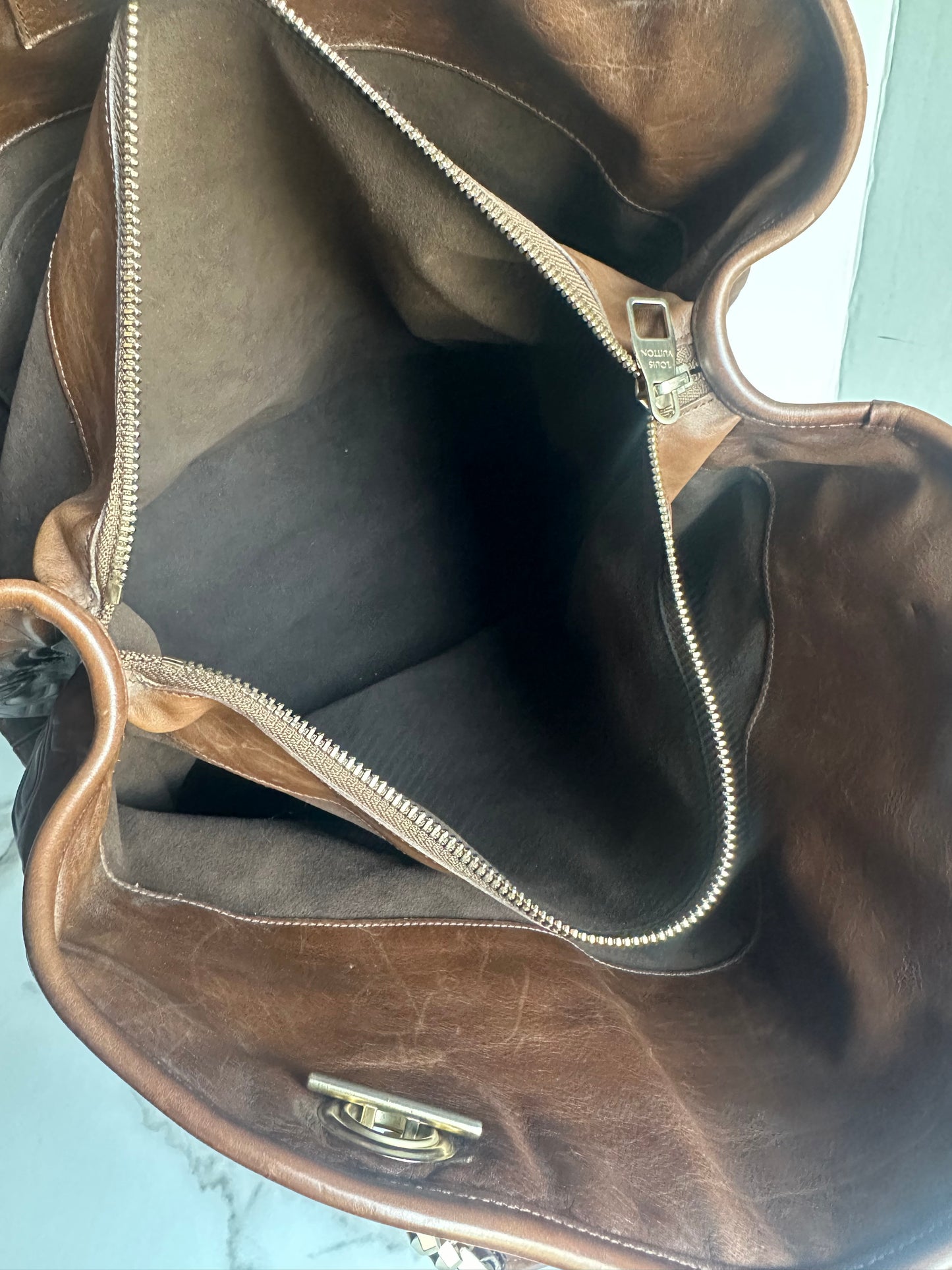 Available Louis Vuitton Limited Edition Chocolate Leather Paris Souple Whisper GM