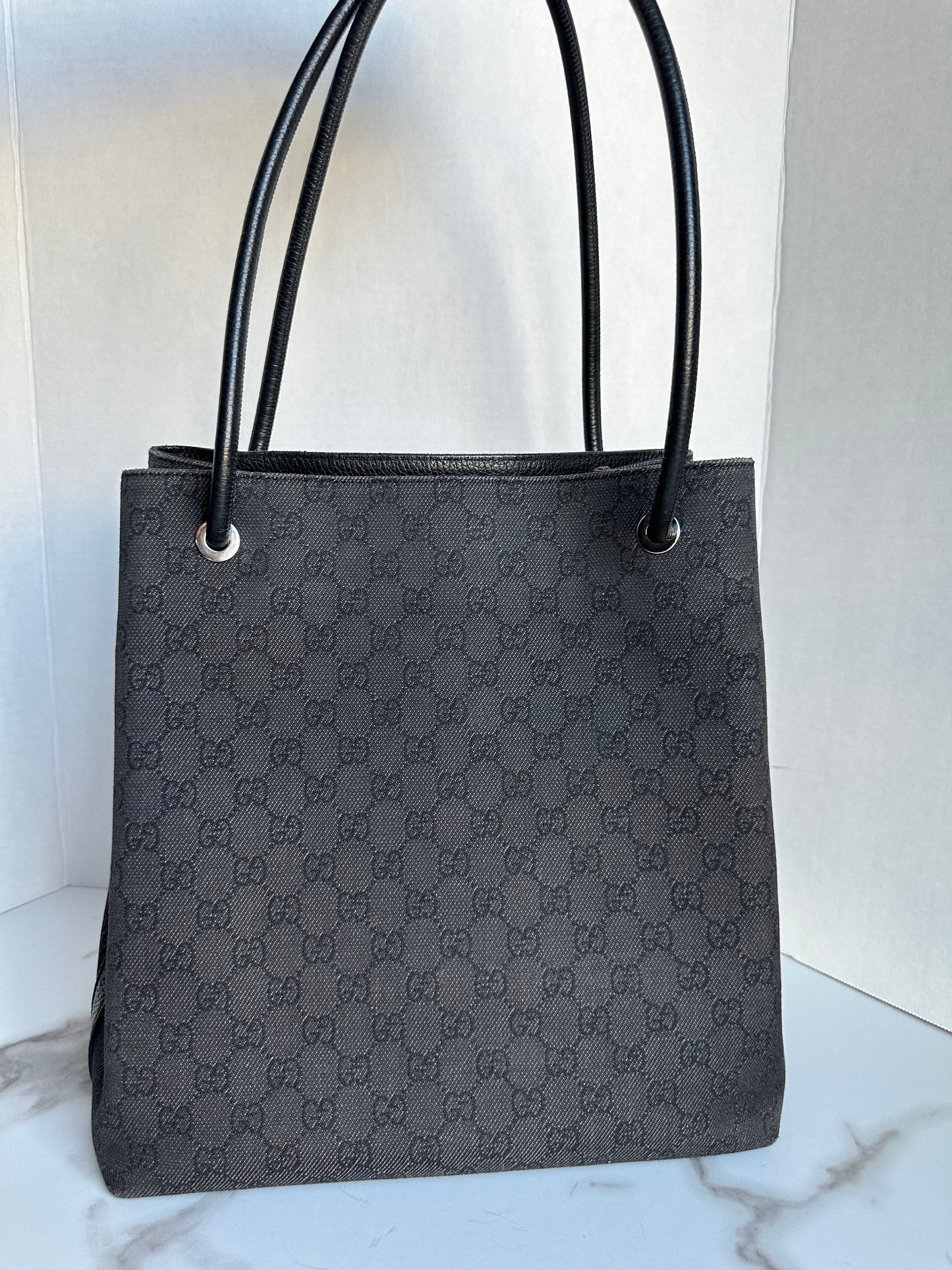Available Gucci GG Canvas Leather Shoulder Handbag black