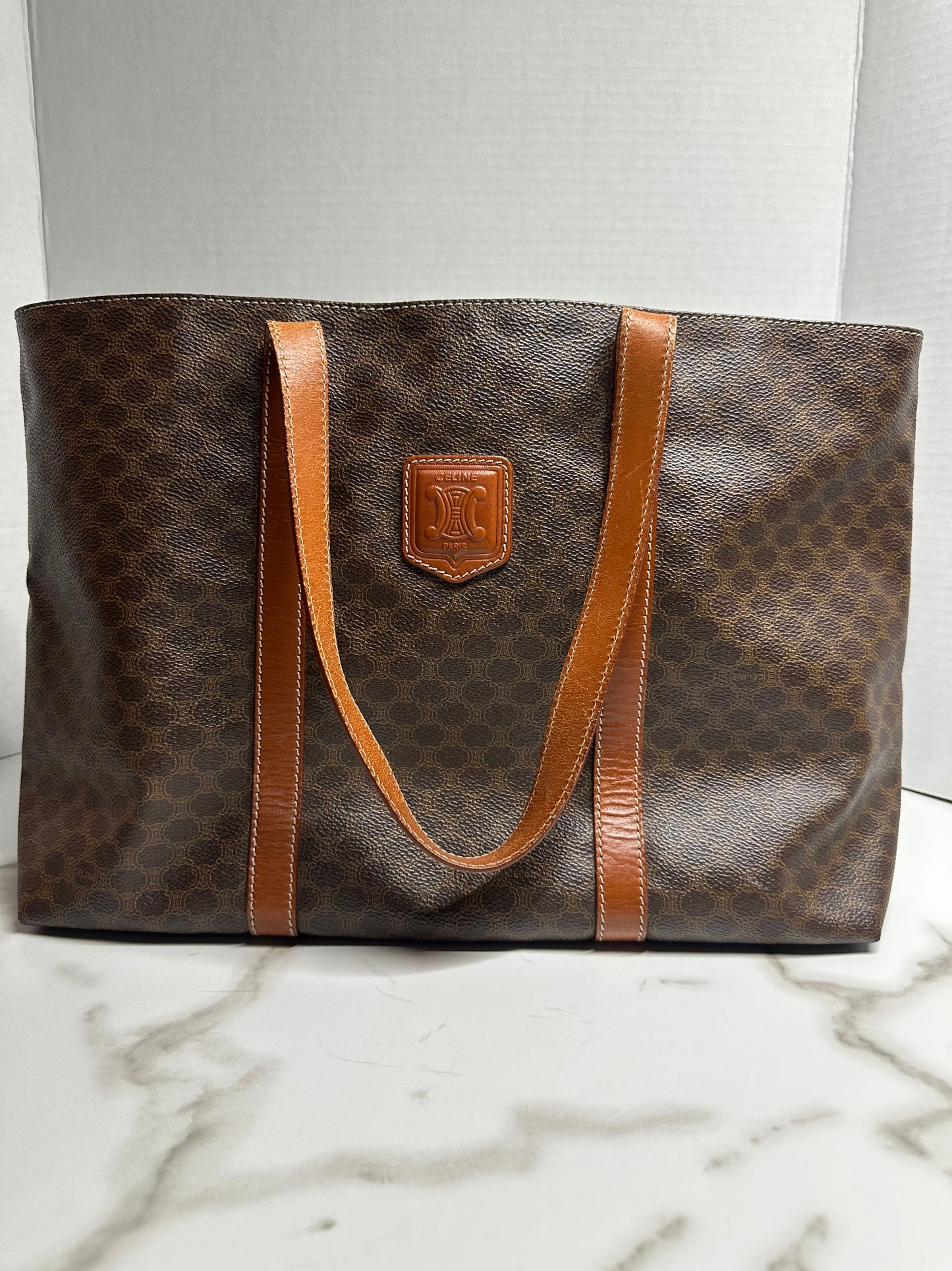 Celine Triomphe Vintage leather tote